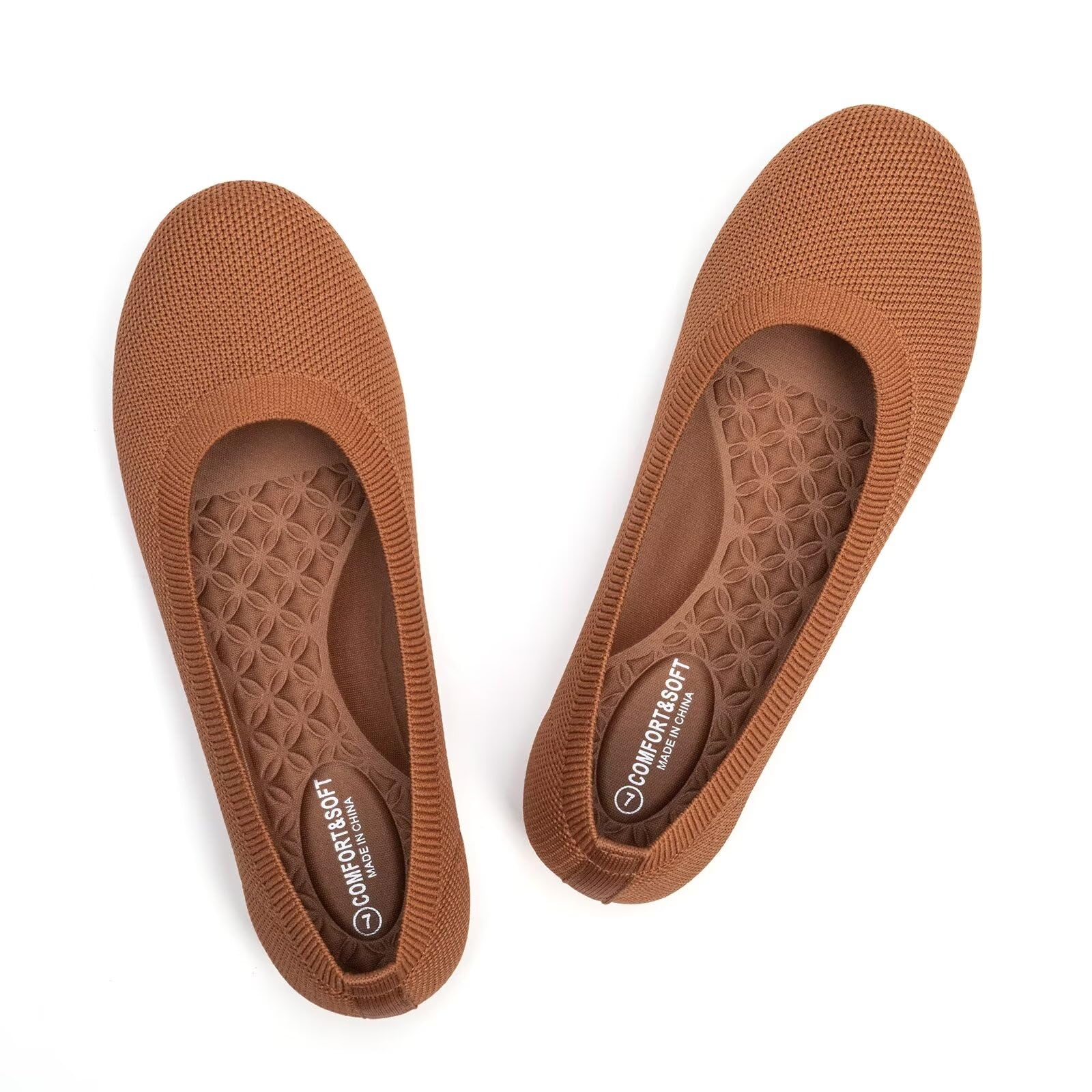 Frank Mully Flache Damen-Ballettschuhe mit runder Zehenpartie, zum Hineinschlüpfen, Bequeme Schuhe, gestrickte Kleidschuhe, lässige, Bequeme Damenschuhe