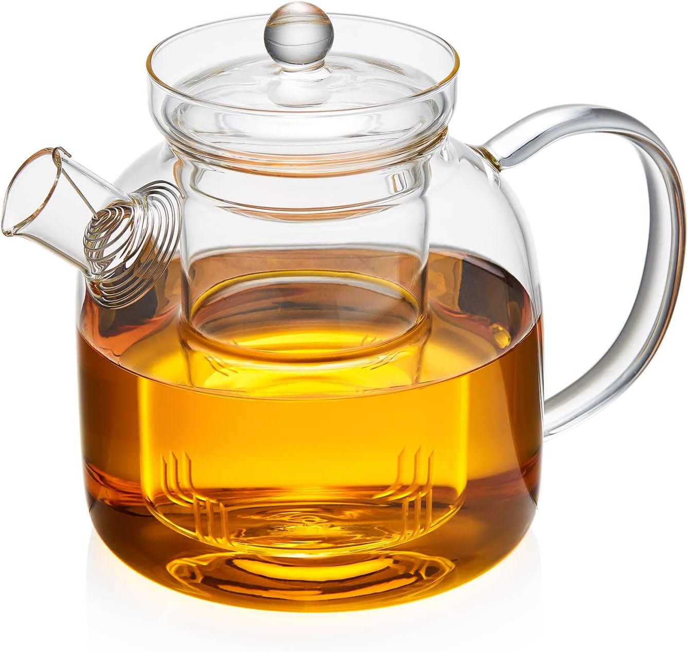 Glass Teapot,1000ml/34oz Borosilicate Glass Teapot with Removable Infuser, Stovetop Safe Tea Kettle,Blooming and Loose Leaf Tea Maker