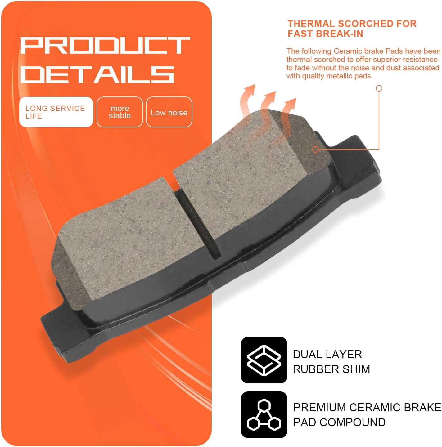 Ceramic Rear Brake Pads Set Compatible with Kia Amanti, Magentis, Optima, Sportage;Compatible With Select Hyundai Azera, Elantra, Santa Fe, Sonata, Tucson, XG300, XG350 (HZ813)