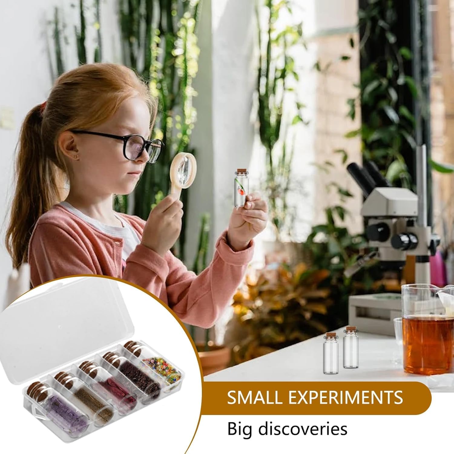 10ml Small Glass Bottles, 5 PCS Mini Jars with Cork Lids Message Bottle plastic storage box Terrarium Jar Tiny Wishing Bottles miniature Sand Art Bottles Sample for DIY Crafts