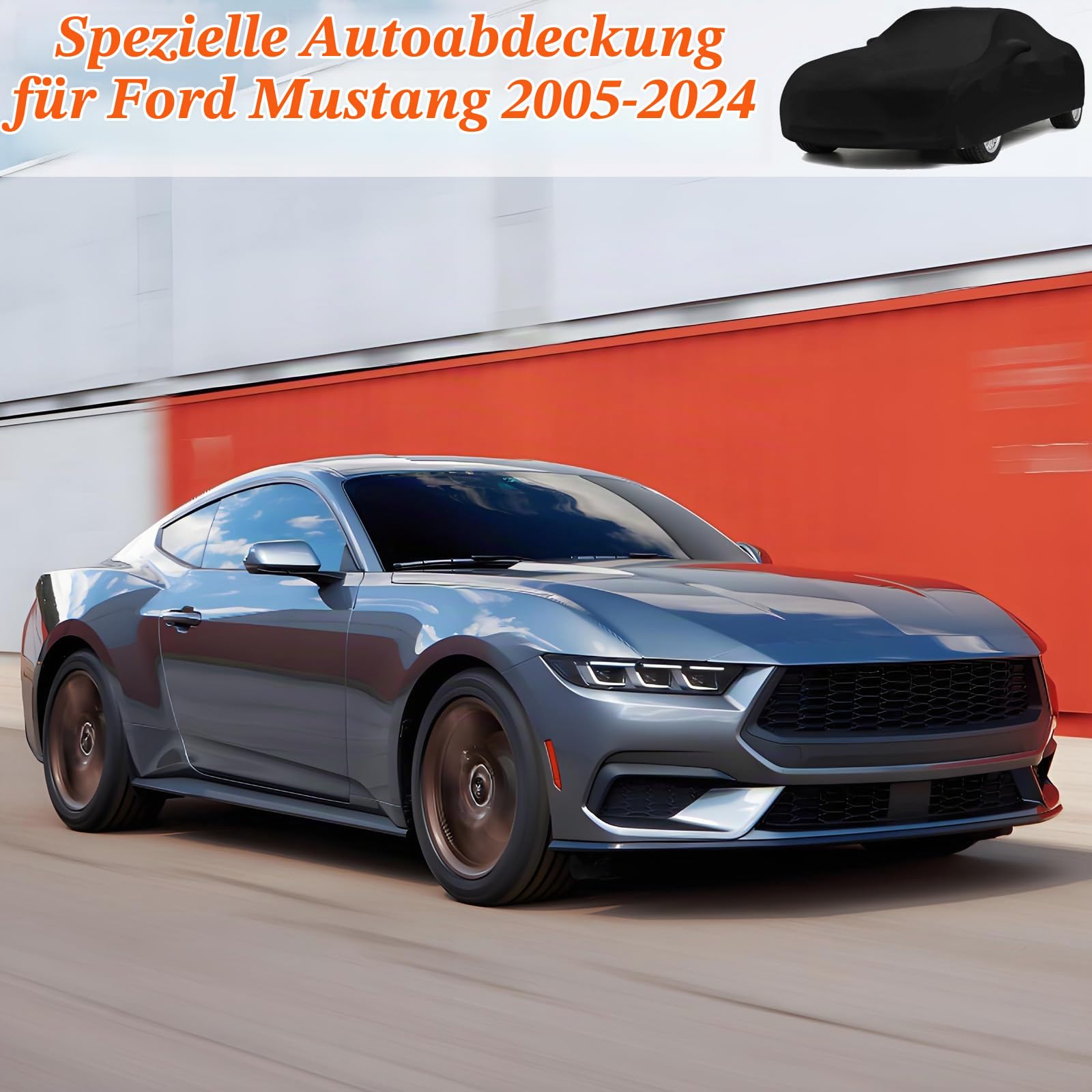 Premium Auto Abdeckplane Indoor Stretch Autoabdeckung Kompatibel mit Ford Mustang 2005-2024, Vollgarage Autoplane für Sonne Staub Schutz,Satin Schutzhülle Stoff Abdeckplane Autoplane
