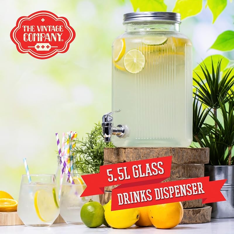 The Vintage Company 5,5 literes üveg italdiszpénszer csappal, retro design