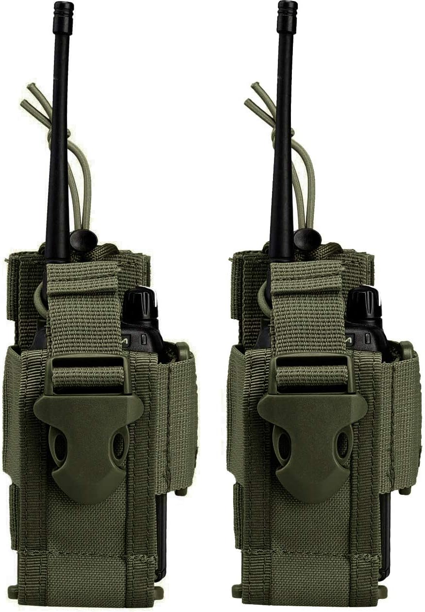 abcGoodefg Adjustable Tactical Radio Holder Bag, Molle Two Way Radio Holster Pouch Holder, Nylon Duty Military Storage Case Bag for walkie Talkie (Green, 1 Pack) : Electronics