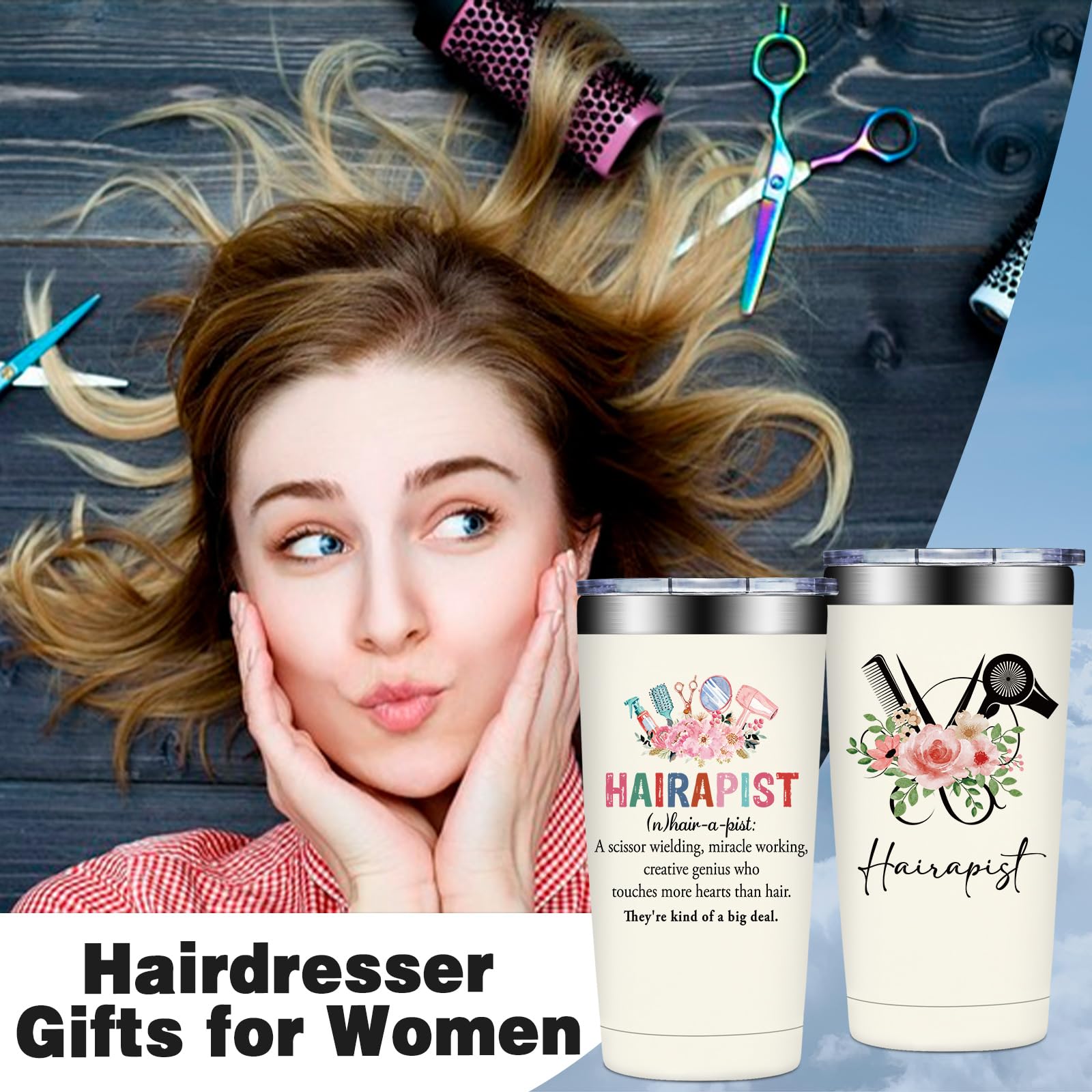 Hair Stylist Gifts - Hairdresser Gifts for Women - Birthday, Appreciation, Christmas Gift for Hairstylist Women - Hairapist Tumbler Cup 20 oz