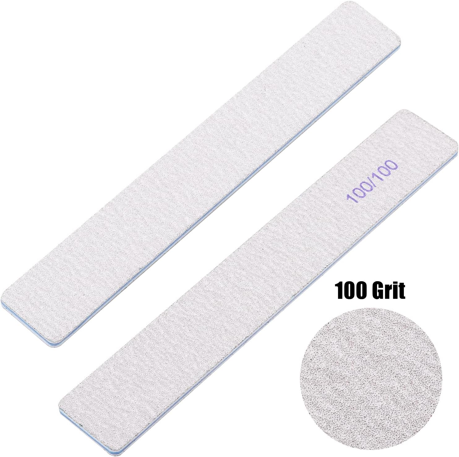 100 Pieces Rectangle Nail Files 100/100 Grit, Reusable Nail Buffers Double Sided Emery Boards Fingernail Files for Acrylic Nails and Natural Nails