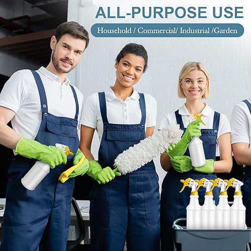Miniatura 5 de Zubebe Paquete de 24 botellas rociadoras de plástico de 32 onzas a granel, a granel, a prueba de fugas, resistentes para suministros de limpieza,