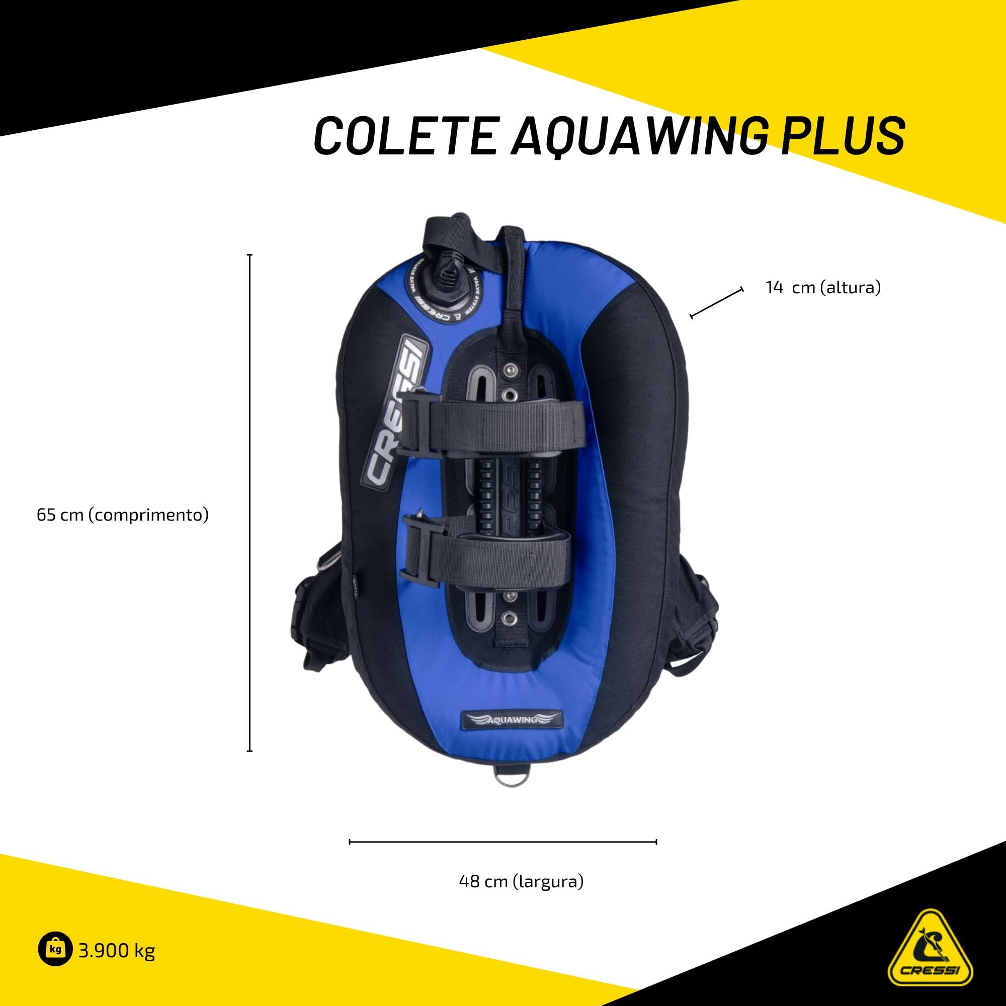 Cressi Aquawing Tarierjacket – Unisex Donut-Wing BCD mit Mas-System – Einheitsgröße (XS–XL) – Leichte Aluminium-Rückenplatte – 210D Nylon-Blase – Verstellbares & Komfortables Tauchjacket