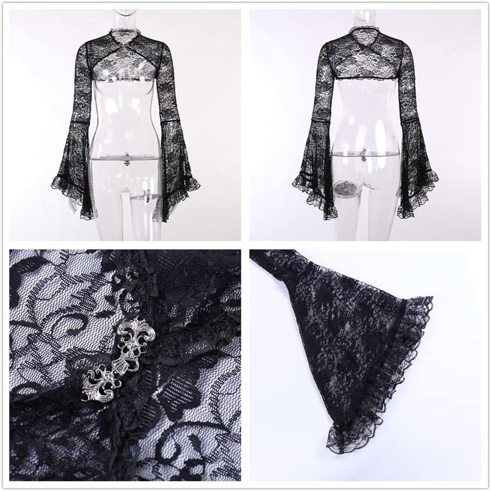 Goth Shrug Black Gothic Victorian Shrugs Crop Top For Women - Image 6