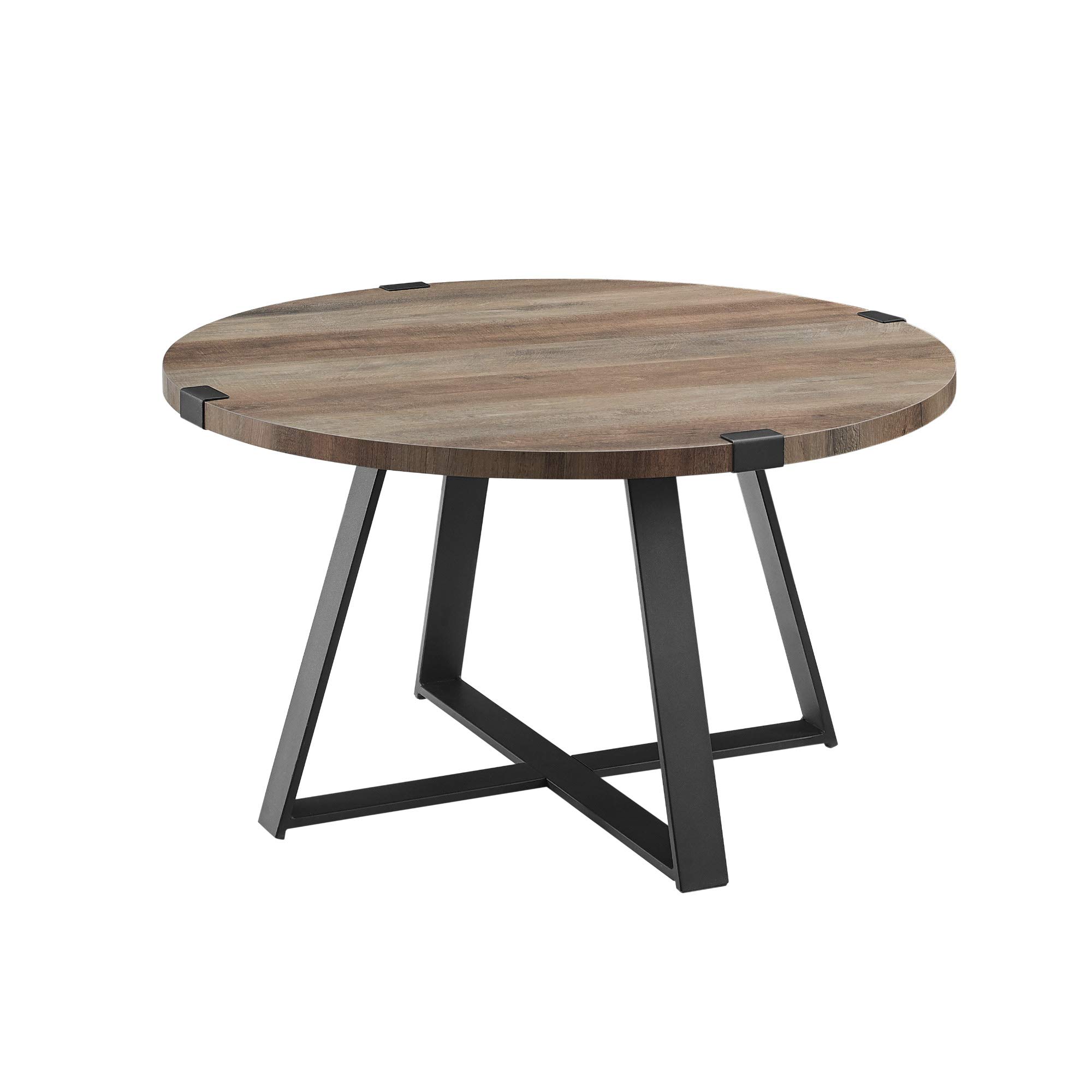 Walker Edison Anastasia Modern Metal Wrap X Base Coffee Table 30 Inch Grey Wash and Black