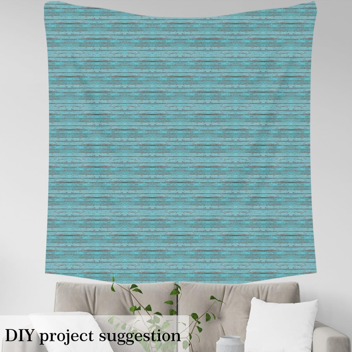 Feelyou Wood Grain Fabric by The Yard, Blue Farmhouse Board Upholstery Fabric, Retro Rustic Ocean Theme Reupholstery Fabric for Chairs, Outdoor Fabric, 1 Yard