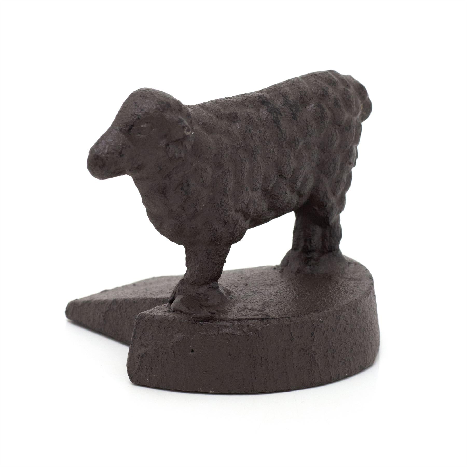 Carousel Home Brown Cast Iron Sheep Door Wedge | Rustic Metal Animal Door Stop | Vintage Style Iron Sheep Door Stopper Wedge - 8Cm