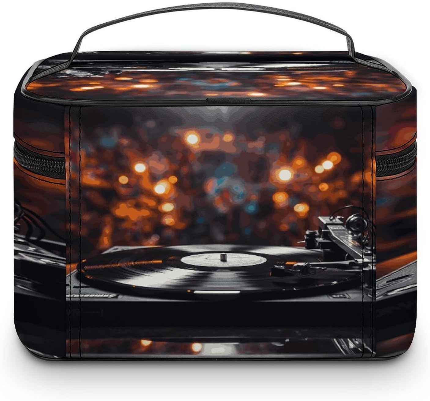 Music Album Frame Travel Makeup Bags Large Capacity Cosmetic Bag for Women Portable Makeup Artist Organizer Bags Waterproof Make Up Bag Lightweight Hand-held Makeup Case image 3