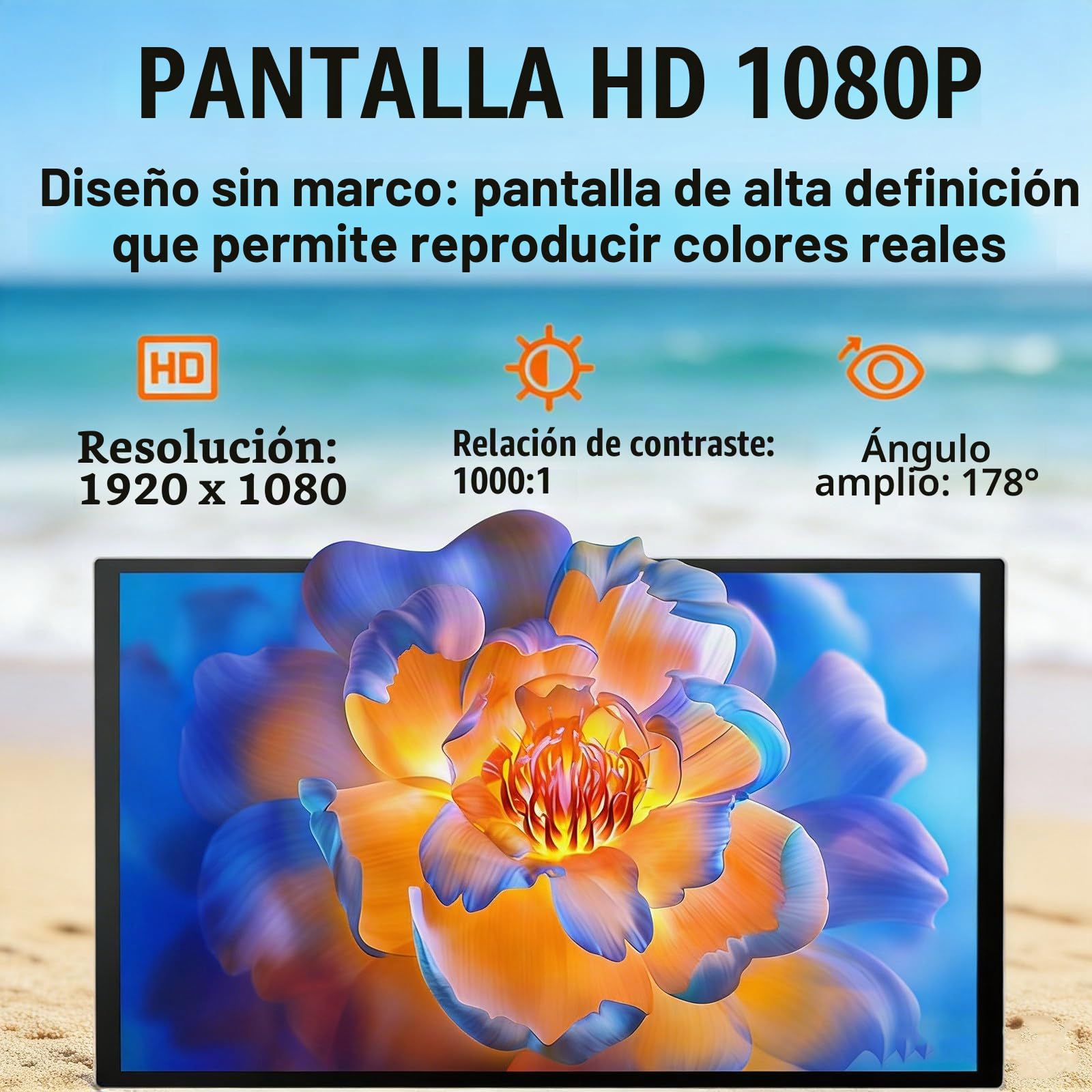 Televisor Inteligente Portátil De 24 Pulgadas con Ruedas, Batería De 5 a 8 Horas, Pantalla Táctil Inalámbrica 1080p, Carrito Móvil para Ver Películas Y Jugar En Interiores Y Exteriores 8+128G