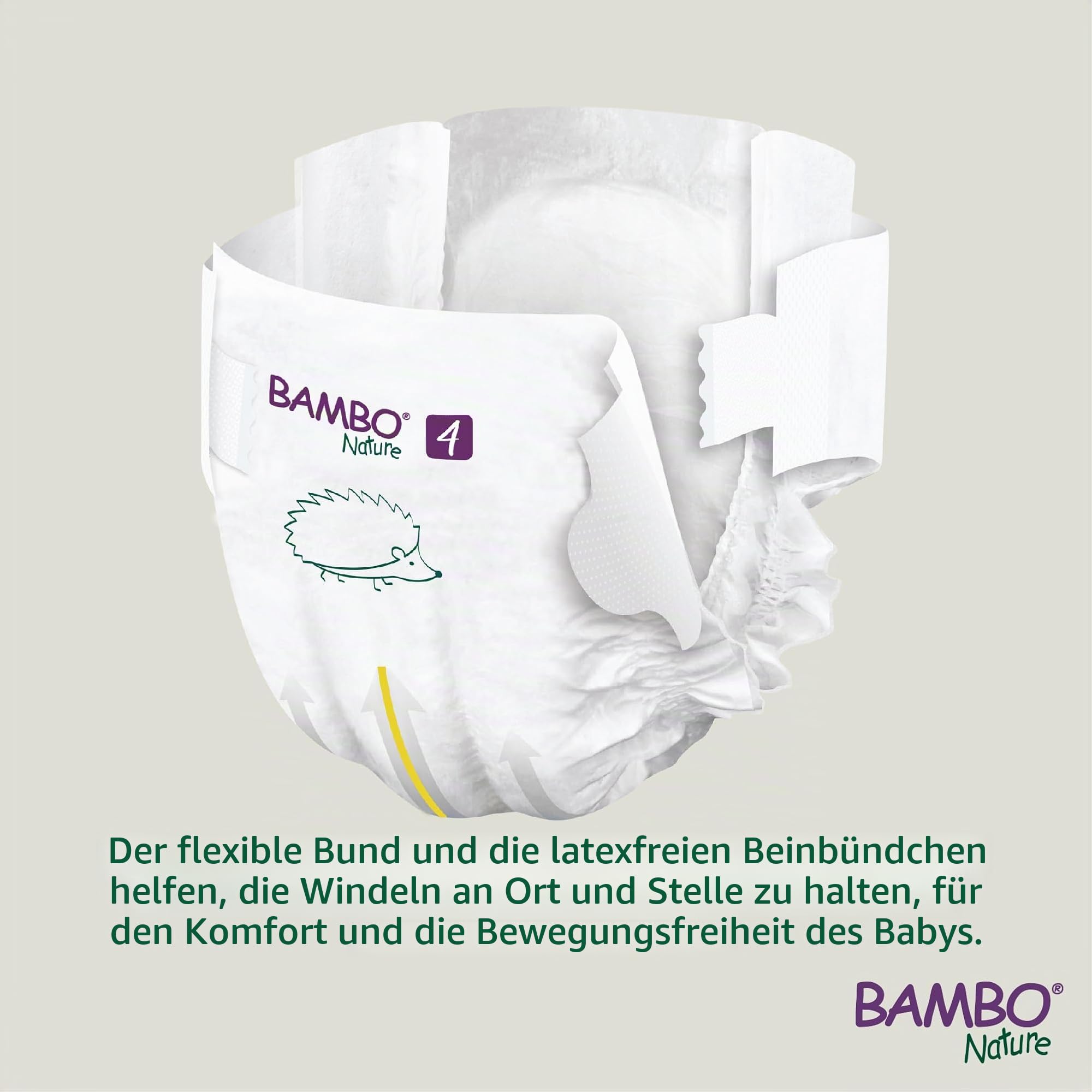 Bambo Nature Premium Eco Windeln, nachhaltige Windeln mit Umweltzeichen, verbesserter Auslaufschutz, sichere und bequeme Babywindeln, sicher und bequem - Windeln Größe 4 (7-14 kg), Maxi, 144 Pck.