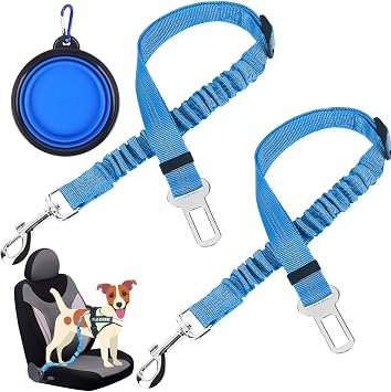 VOOPET Dog Seat Belt, 3 Piece Set Retractable Dog Car Harness Straps Between Control and Freedom - Adjustable Length Heavy Duty & Elastic Seat Belt Safety Leads for Pets Vehicle Travel and Daily Use