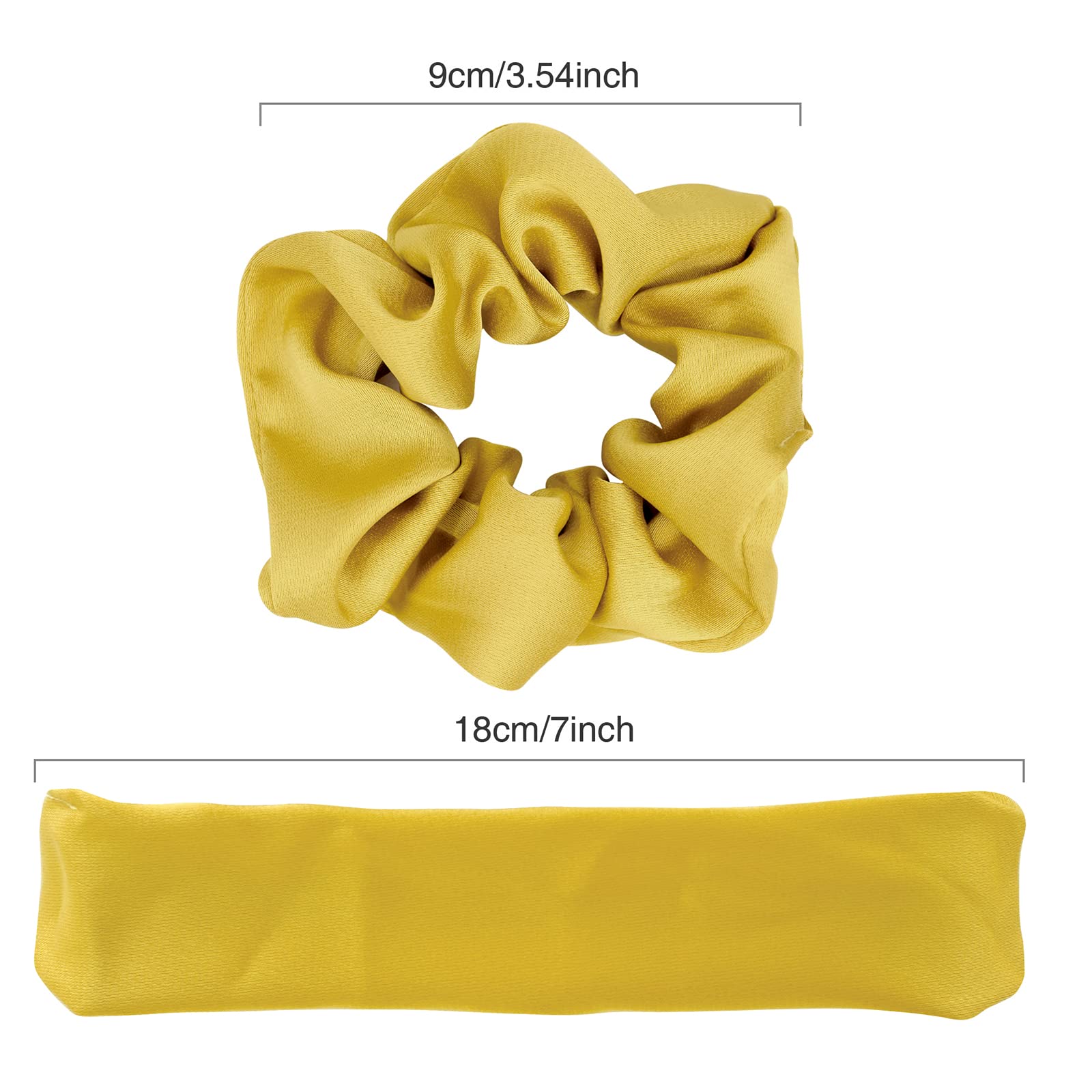 scicent Silk Hair Scrunchies for Frizz Prevention Mulberry Silk Hair Ties for Breakage Prevention,Elastic Ponytail Holders (Yellow - Image 2