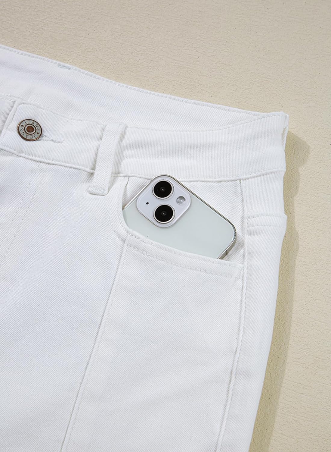 Dokotoo Women‘s High Waisted Wide Leg Jeans Strechy Raw Hem Denim Pants - Image 4