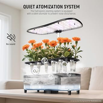 NEEWER Basics Silent Aeroponics Growing System Kit, Hydroponics with Atomization Tech LED Grow Light 3 Modes 15 Seed Pods Timer LCD, Indoor Gardening Plant Food Vegetable Herb Garden Planter, HGS02