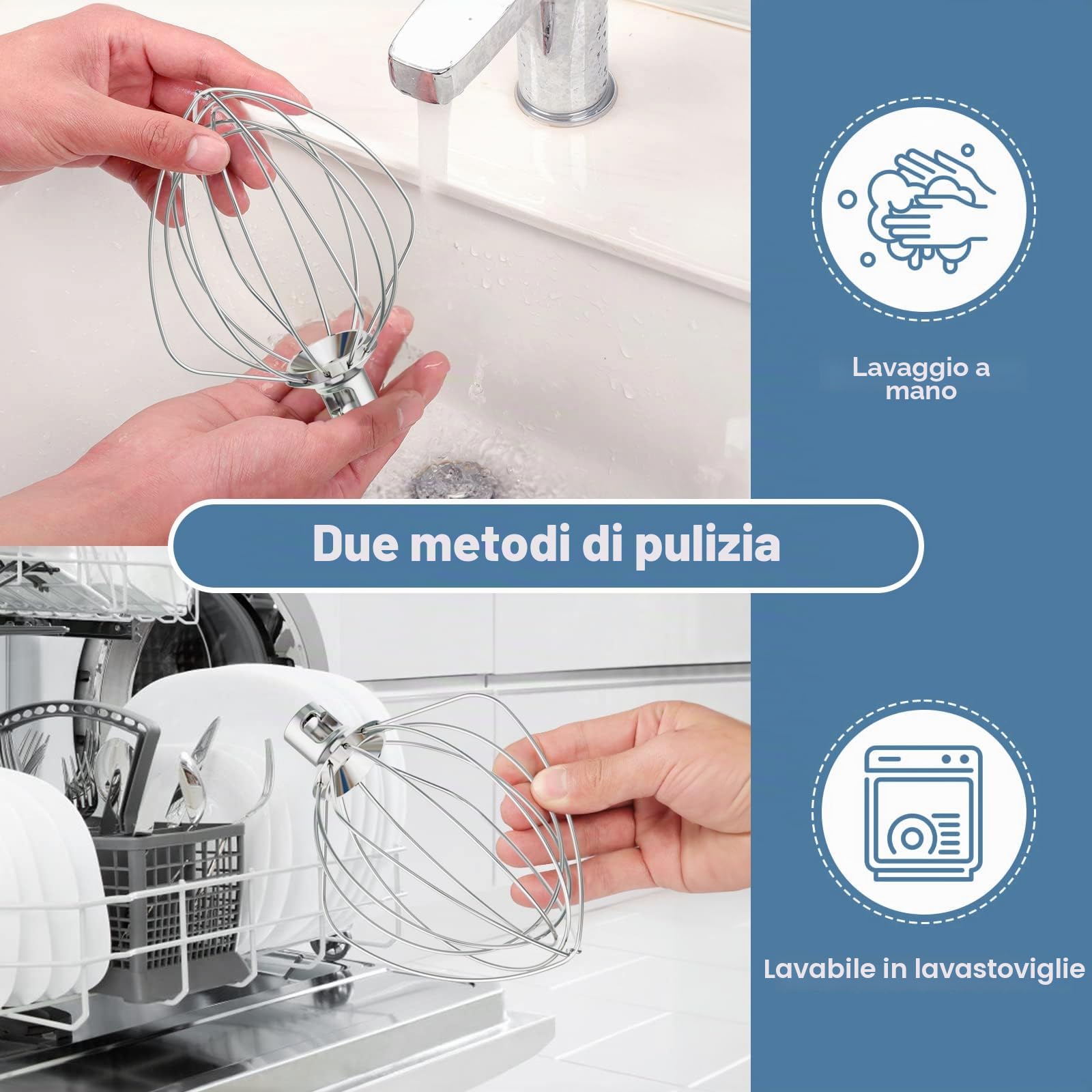 GVODE Accessori per frusta in acciaio inox per Kitchenaid, frusta a 6 fili, adatta per Kitchenaid 4,3 e 4,7/4,8 L Quart Head-Title