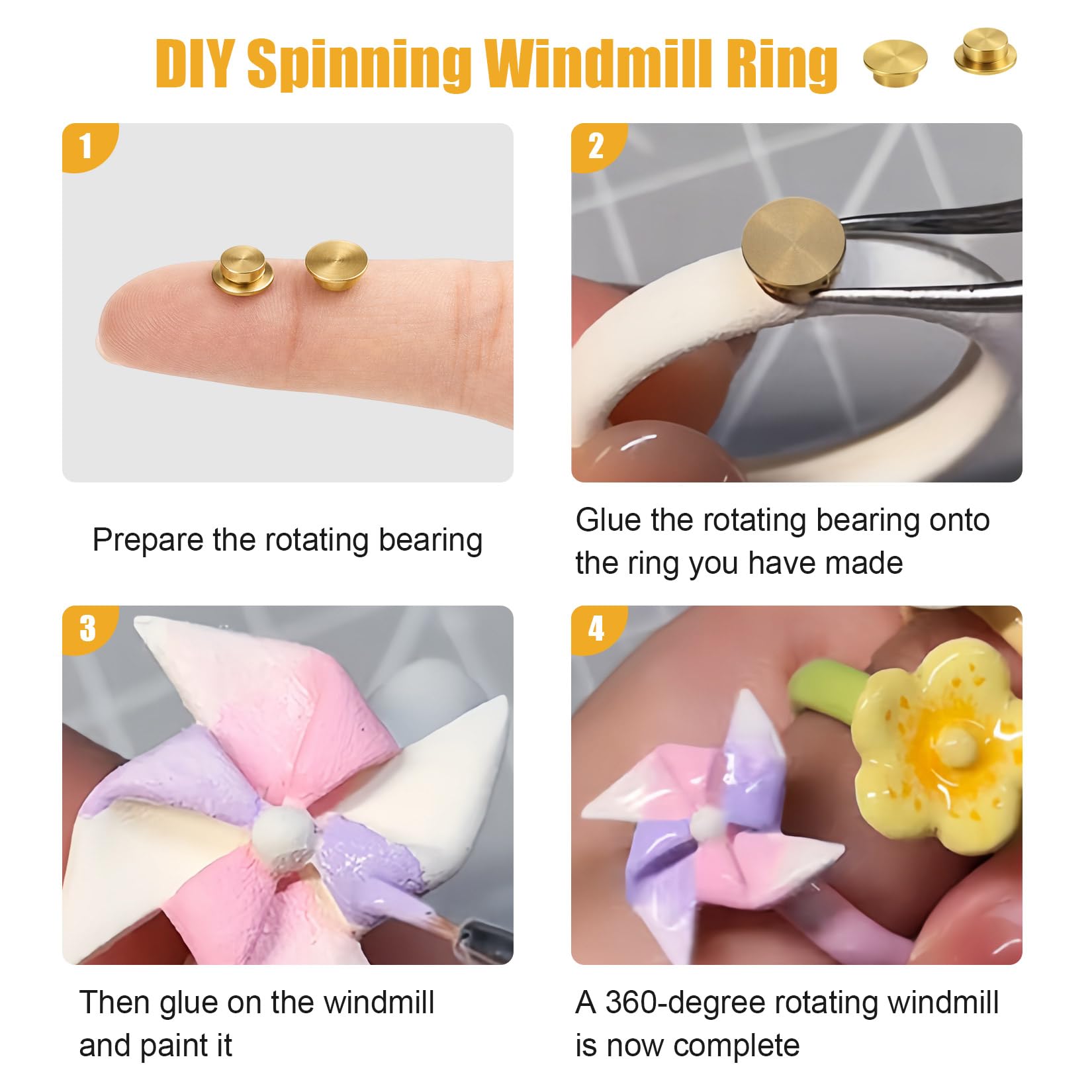 10 Pezzi Cuscinetto Rotante Mini Metallo, 7mm 360° Grado Rotazione, Lager Rotazione per Carte Craft Cartoncino Scrapbooking