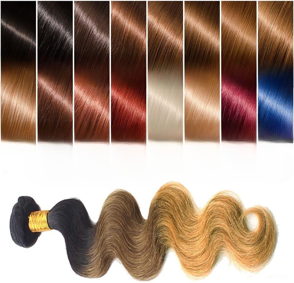uSTAR Virgin Hair Body Wave One Bundle Brazilian Wavy Remy Human Hair Bleachable Dyeable Best Deal Ombre Three Tone Color #1B/#4/#27-20 Inch