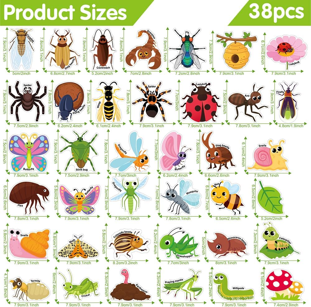 Kawaii Waterproof Cute Insect Refrigerator Magnets - 38 PCS image 2