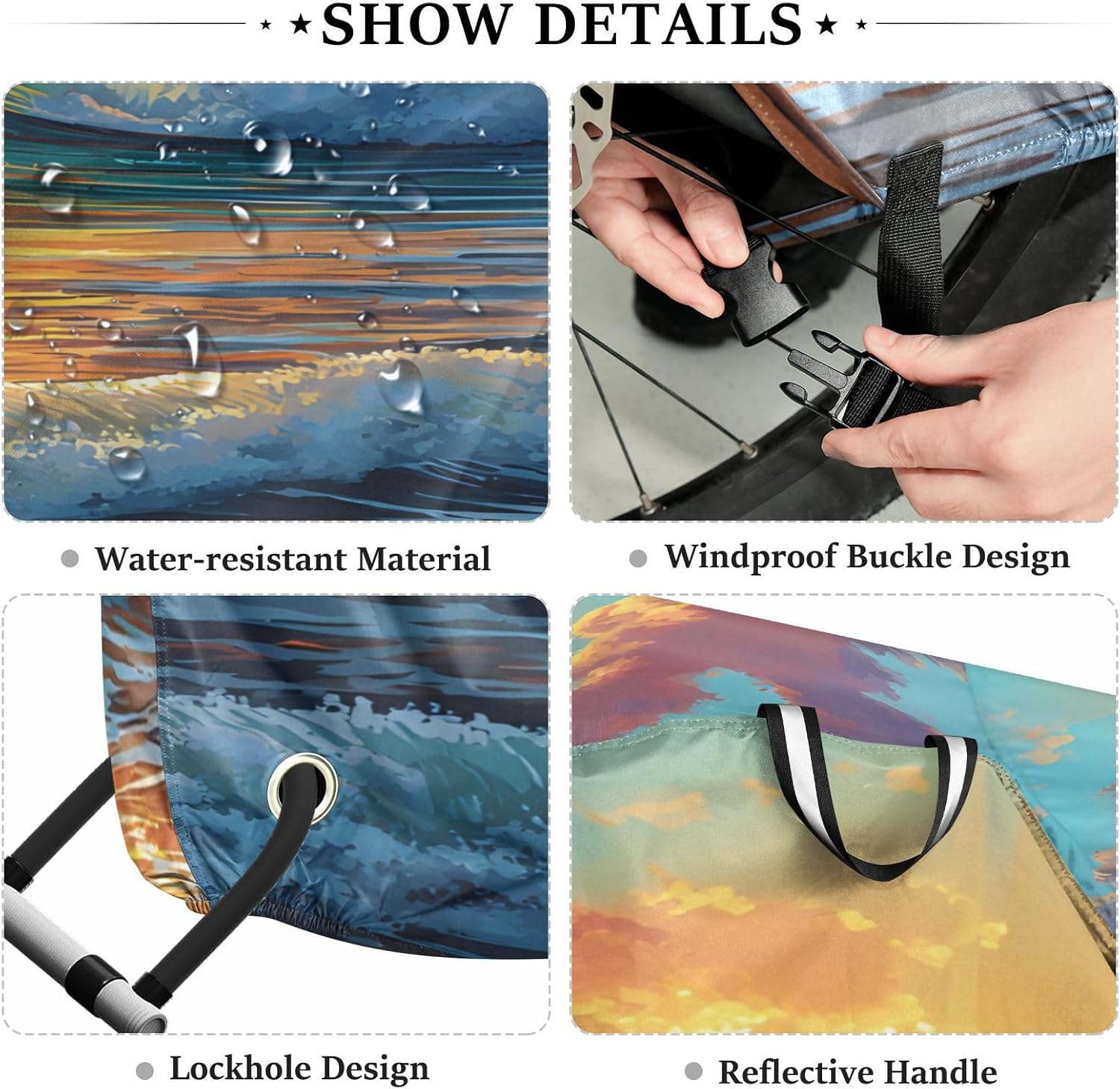 ALAZA Sunset Seawave Beach Bike Cover Waterproof Outdoor Ebike Bicycle Covers Tarp Protection for 1/2 Bikes, Sun UV Dust Wind Proof
