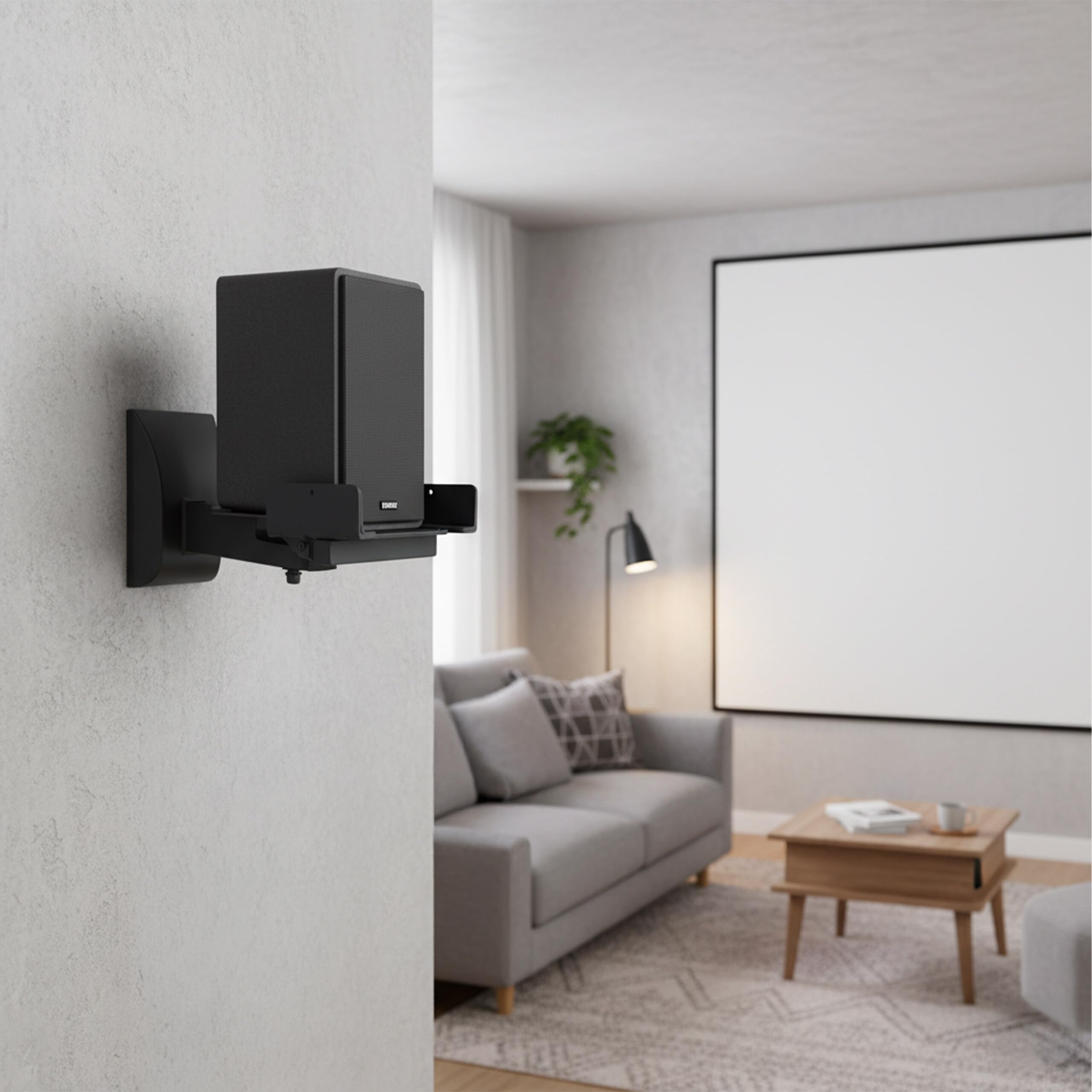 Relaxdays Support Mural pour Enceintes, 2 pcs, pivotant & inclinable, Home cinéma, Salon, Acier, Noir