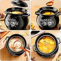 Vista 9 de Olla de cerámica para estofado de cerámica, resistente al desgaste, multiusos, con asas, cubierta resistente al calor para personas, hermoso diseño
