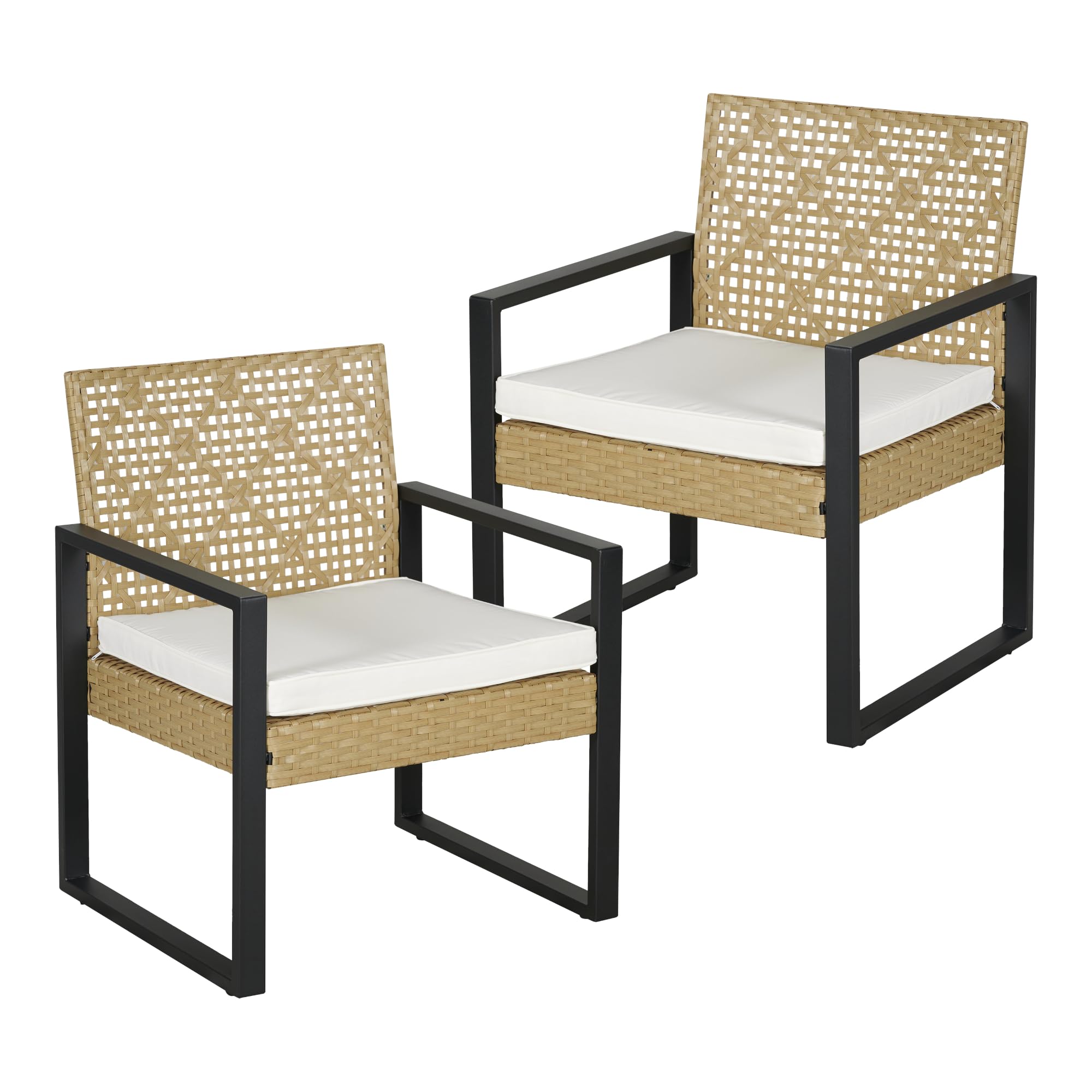 casa.pro Gartenmöbelset Calciano 4-TLG. Balkonmöbel Tisch mit Bank und 2 Stühlen Outdoor Sitzgarnitur Polsterkissen Lounge Möbel Rattan-Optik wetterfest
