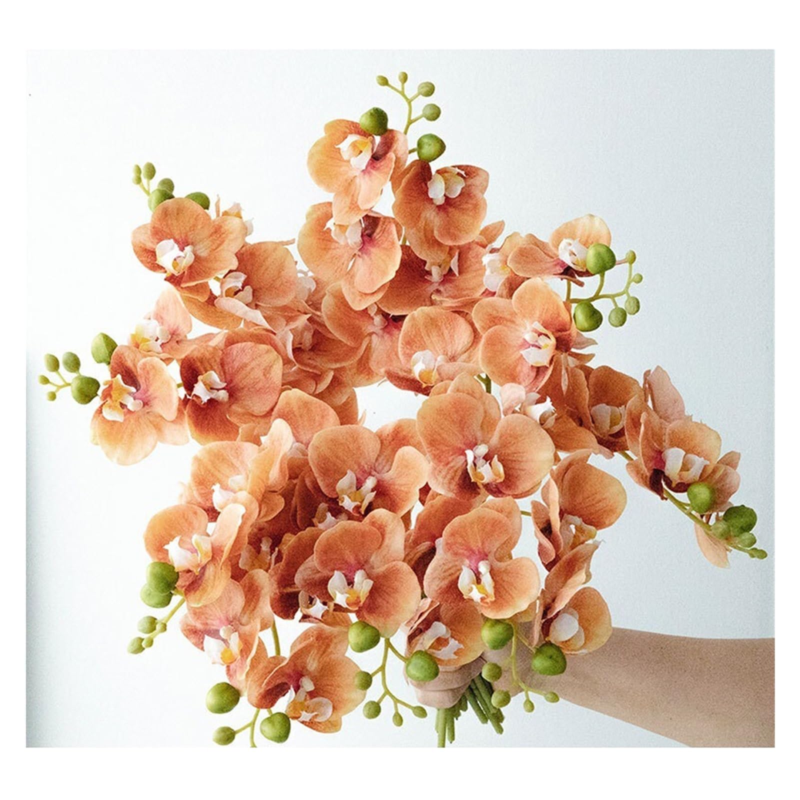 Fiori Finti Vaso di vetro simulato fiori artificiali arancione chiaro lusso classico cinese soggiorno decorazione della tavola bouquet Fiori Artificiali Per Esterni