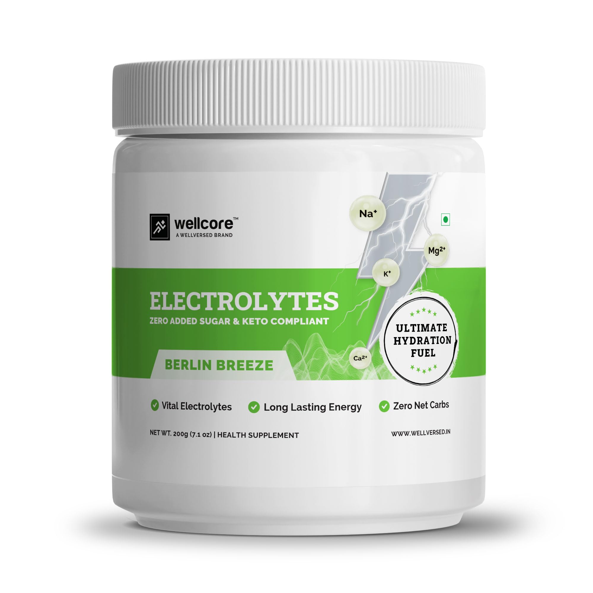 Buy Wellcore Electrolytes (200g, 40 servings) Berlin Breeze