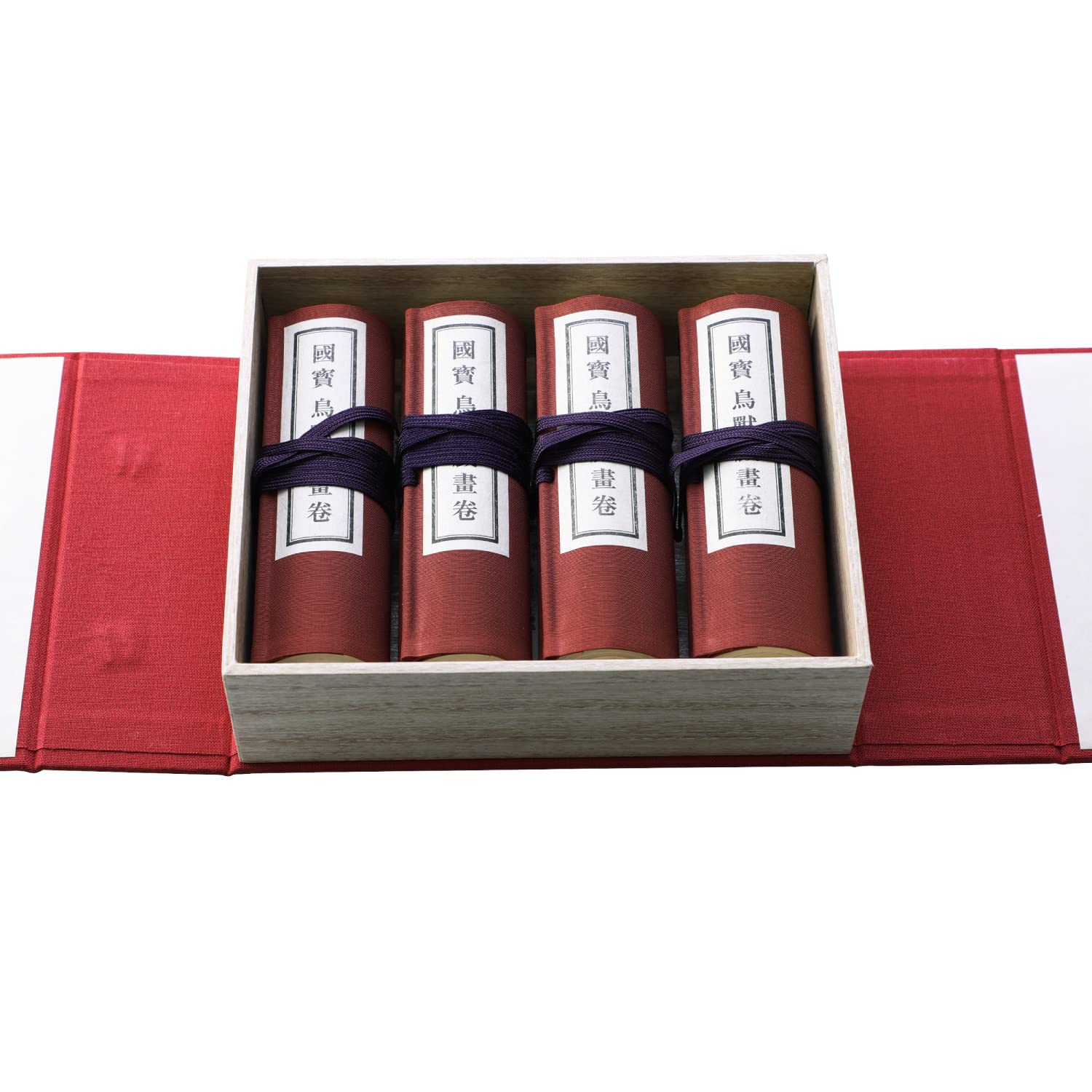 ＪＡＰＡＮ＼ＭＵＳＥＵＭ Choju-Jinbutsu-Giga / Animal Person Caricatures / Japanese Picture Scroll Artwork | Roots of Japanese Manga & Anime | Hand-printed Emakimono (Small Size, 4-scroll Set)