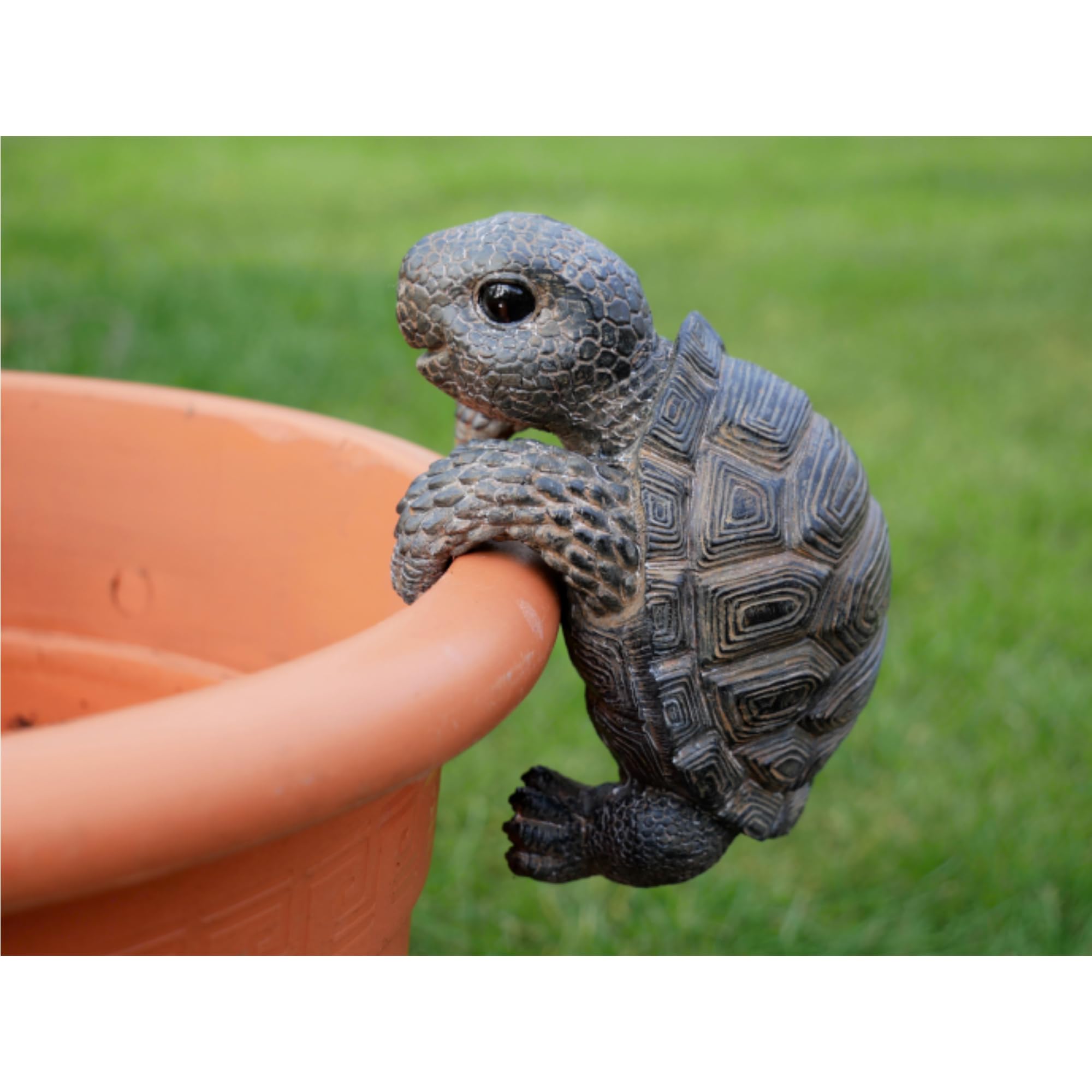 Fyne-Finds Grey Tortoise Figure Plant Pot Hanger Pot Climber Turtle Animal Figurine Home Decorative Garden Ornament Gift