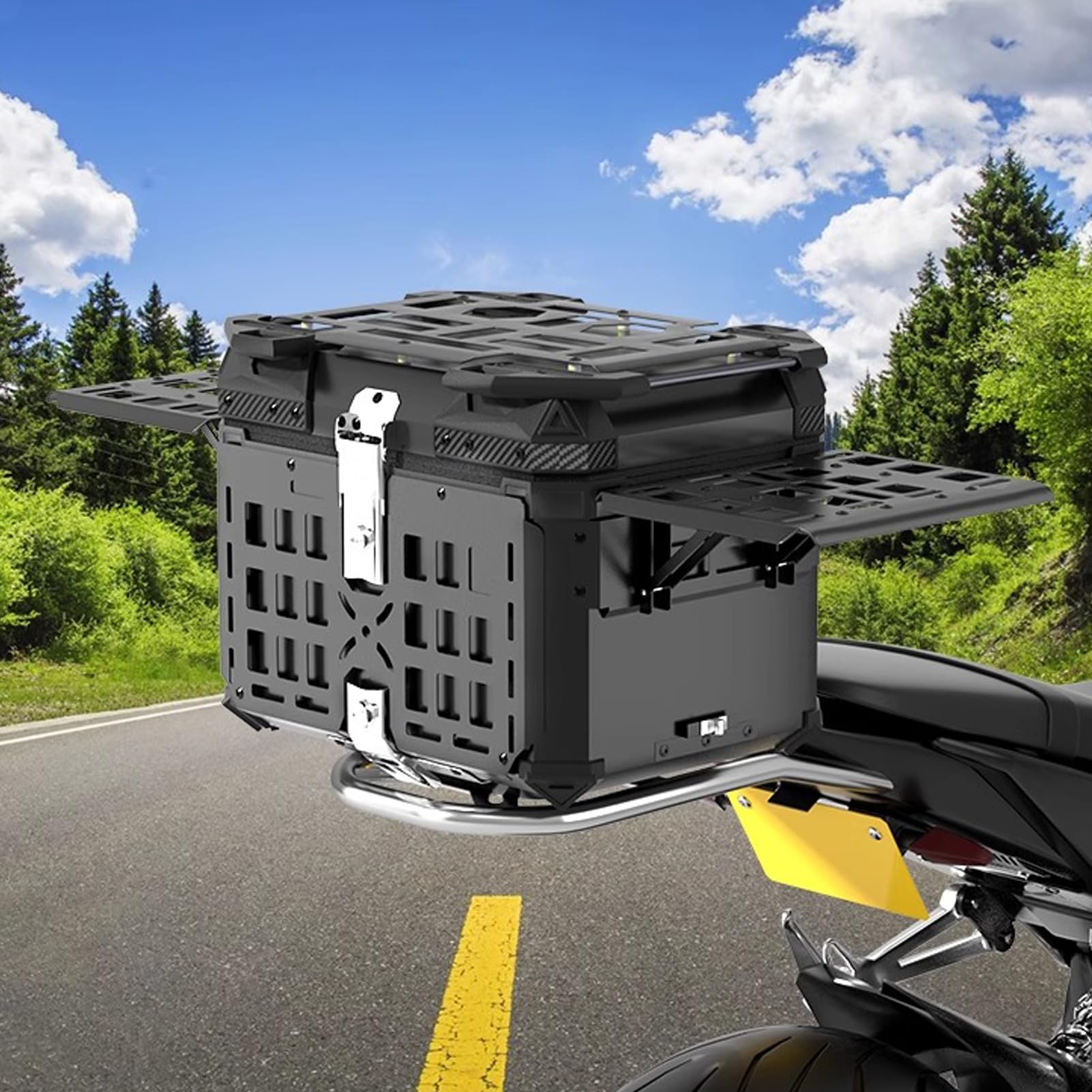 Duże Pudełko do Przechowywania Motocykli, Bezpieczna Walizka Motocyklowa DualLock do Użytku Turystycznego, pojemność 45 L