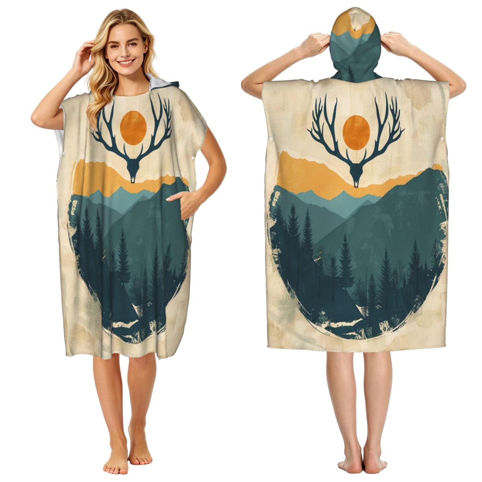 KLGRTJHK Vermont Flag Adult Hooded Beach Poncho Towel 43"X35"