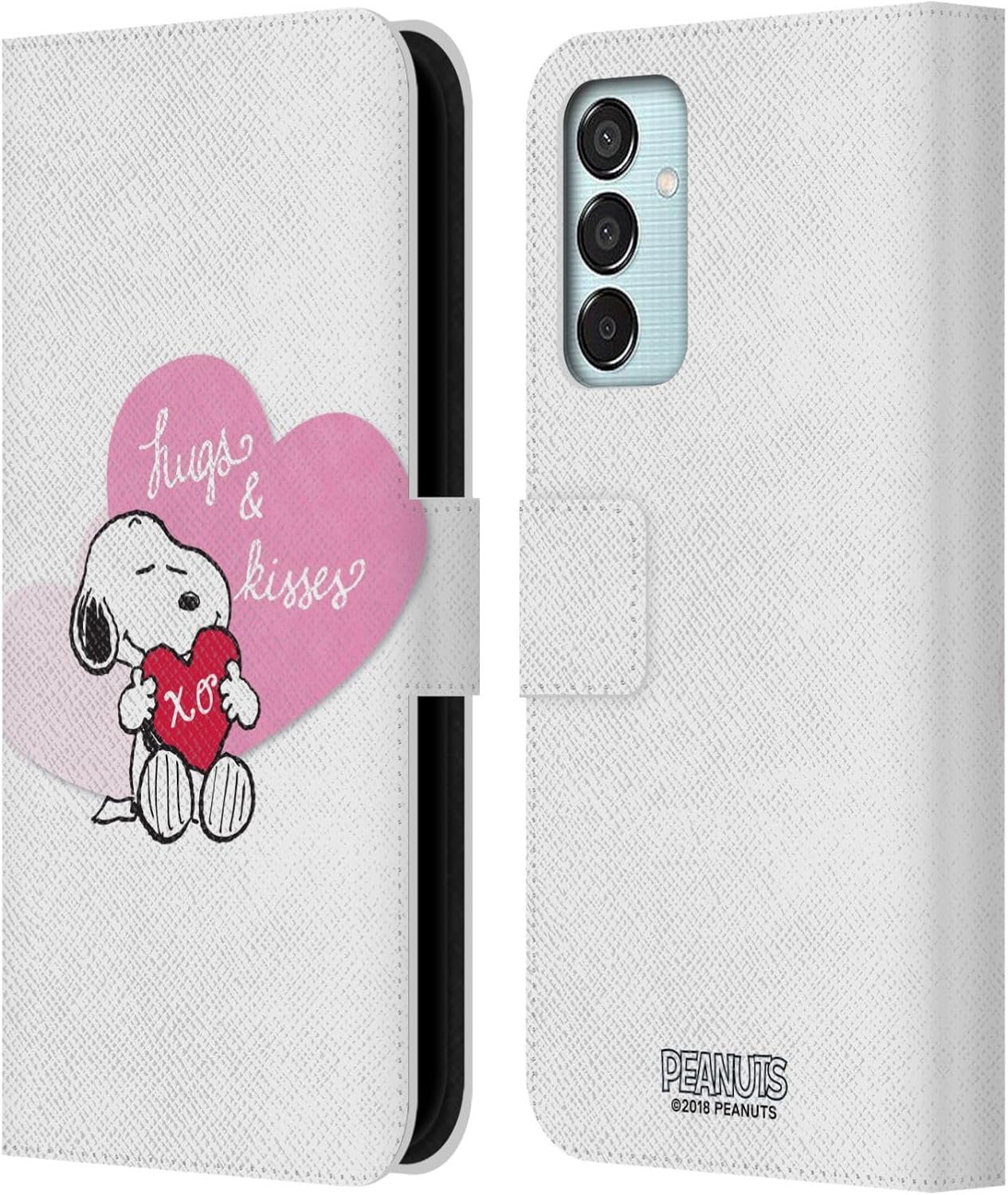 Head Case Designs Officially Licensed Peanuts Snoopy Hugs and Kisses Sealed with A Kiss Leather Wallet Case Compatible with Samsung Galaxy M15/F15 5G