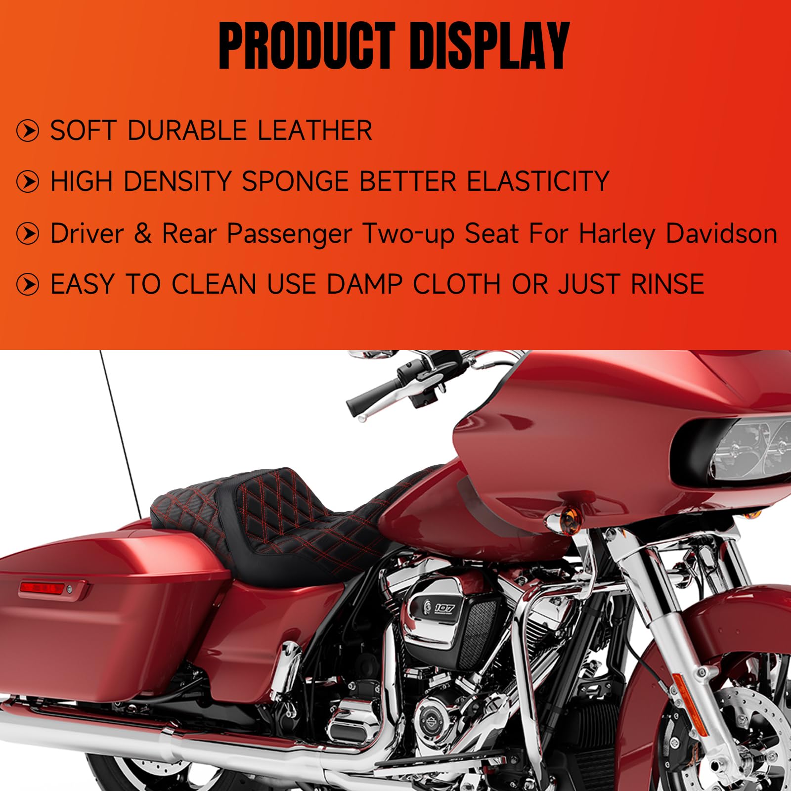 Cuscino per sedile passeggero anteriore e posteriore, rosso, adatto per modelli Fl Touring 2008 2009 2010 2011 2012 2013 2014-2023