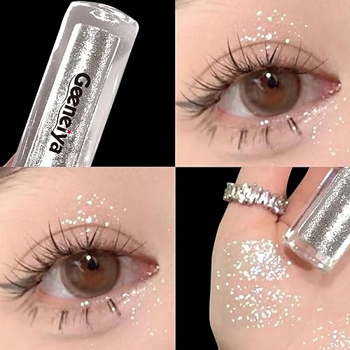 Miniatura 3 de Geeneiya 5 sombras de ojos con purpurina líquida, maquillaje coreano, delineador de ojos brillante debajo de la sombra de ojos, juego de maquillaje