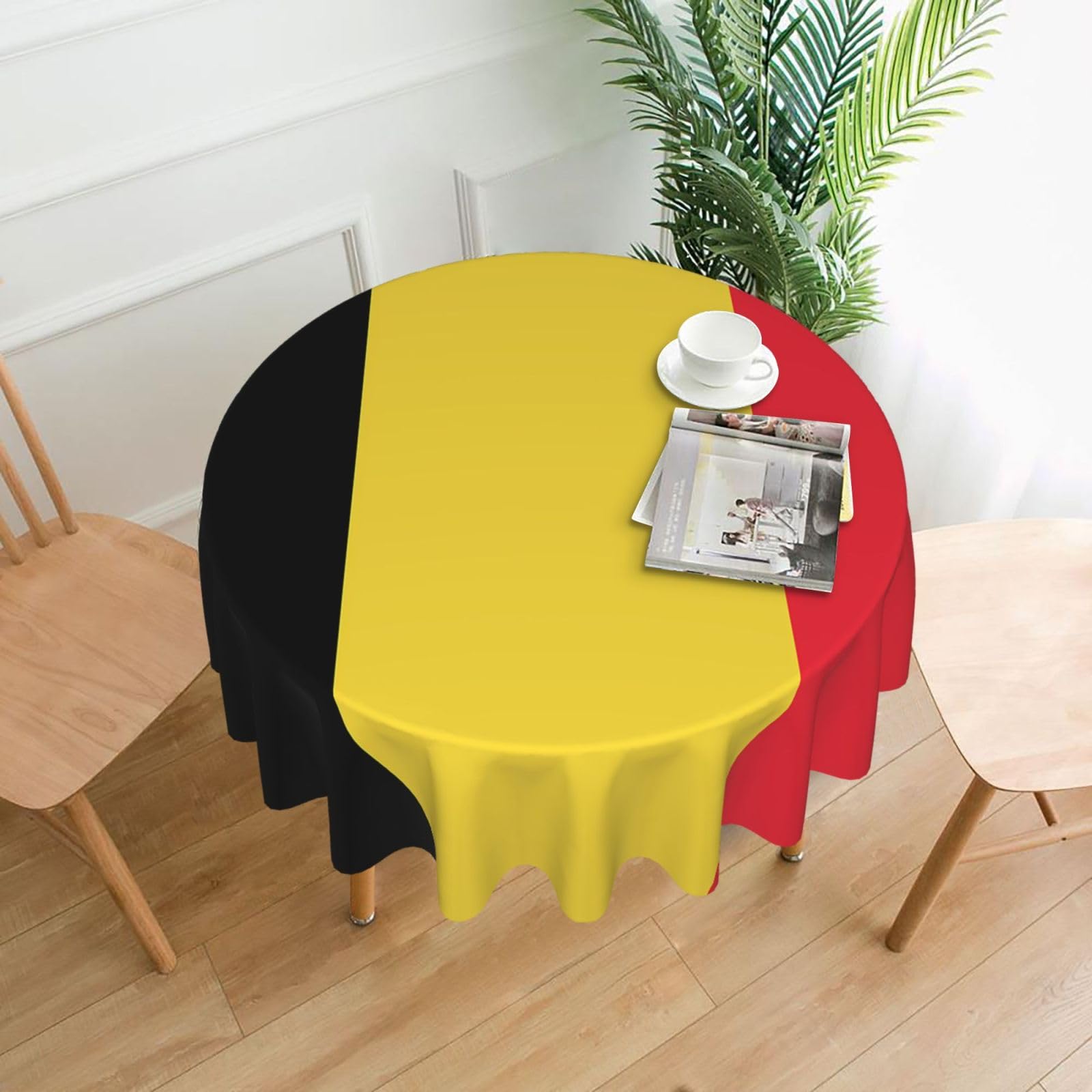 MROWYC Flag of Belgium Printed Practical Round Tablecloth, Durable, Suitable for Home, Restaurant, Hotel, Gathering, and Decorative Table Covers