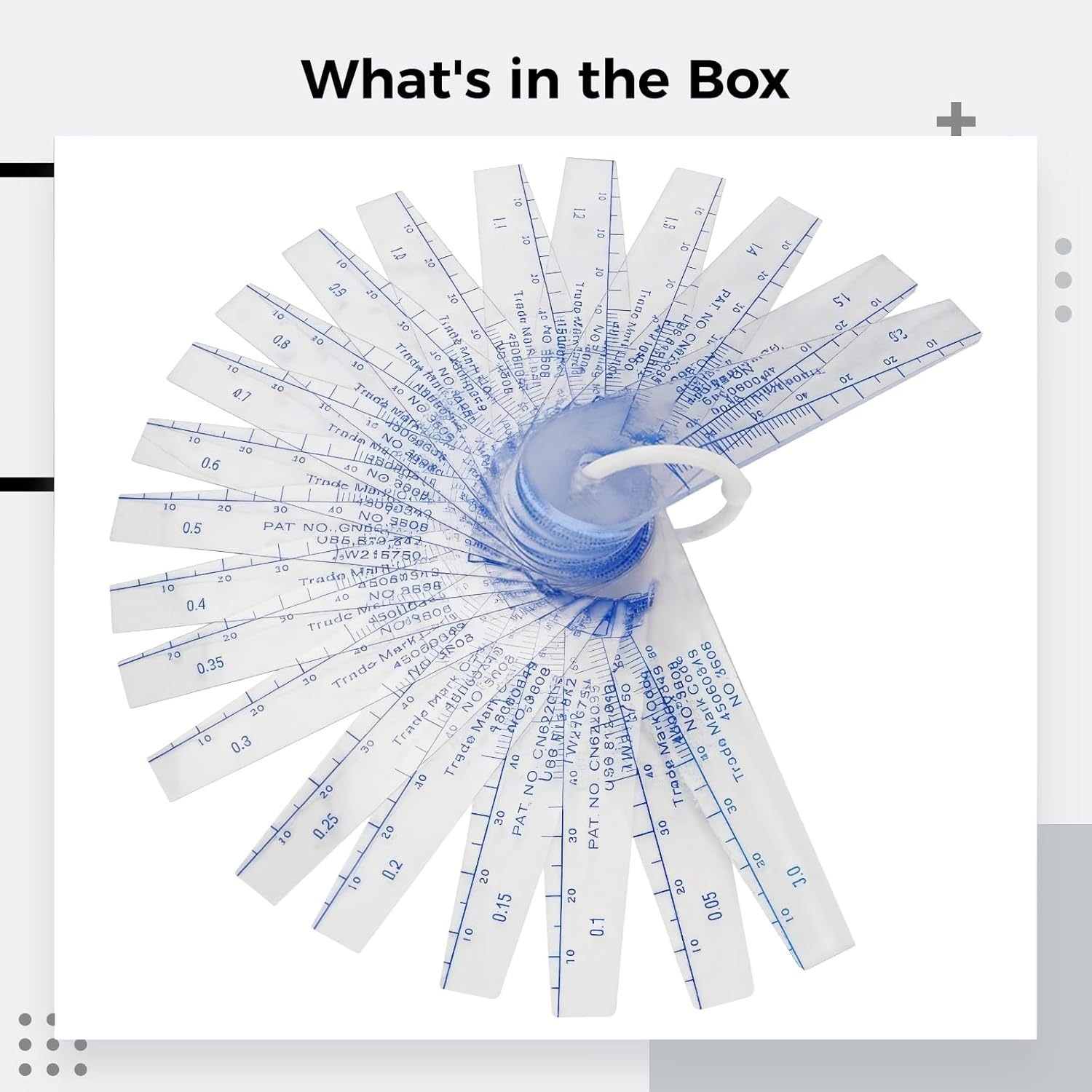 0. 002 Precision Plastic Feeler Gauge, 21 Blades Plastic Gap Gauge, for Gaps and Apertures, Trapezoidal Design Measuring Tool