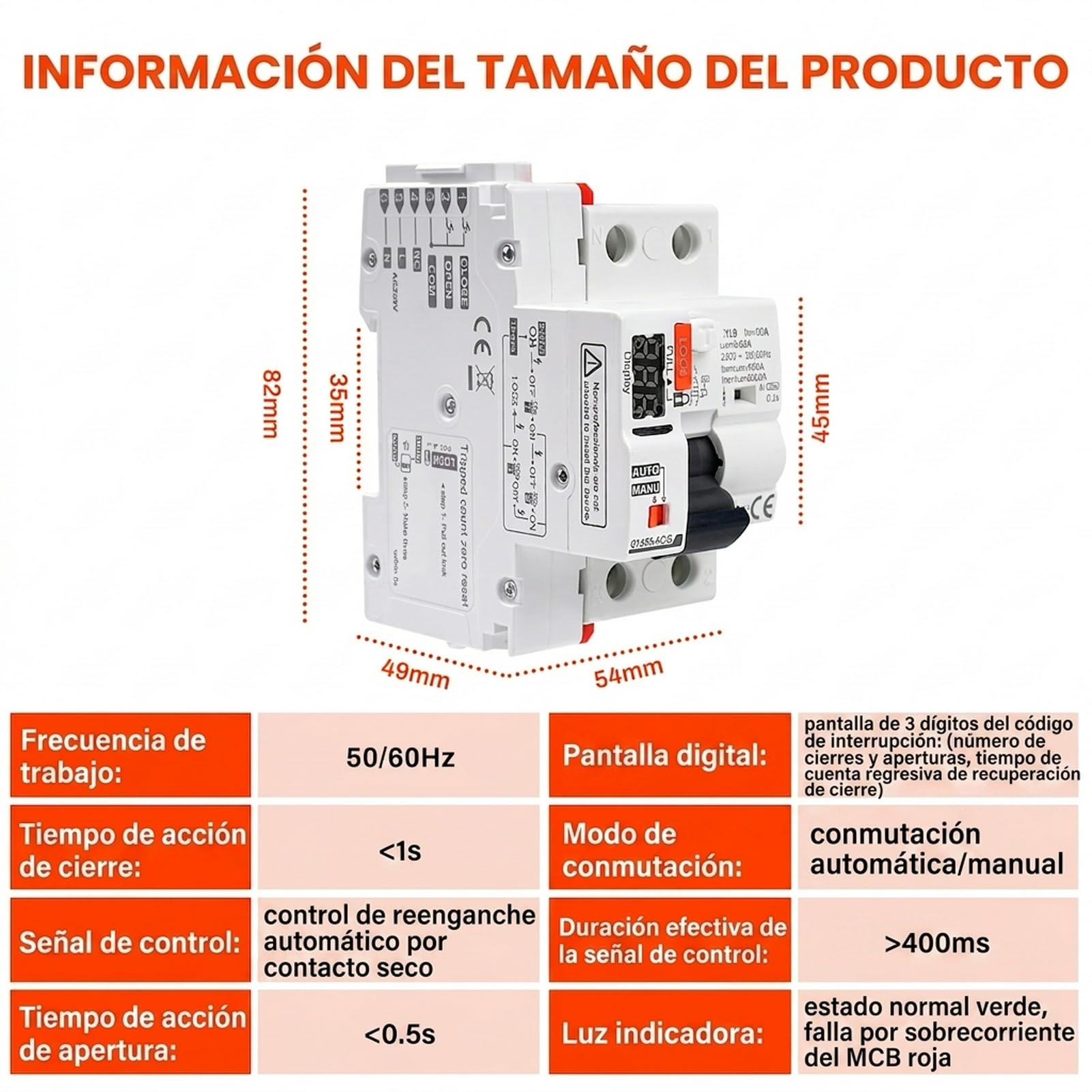 Diferencial auto rearmable 40A 30ma Diferencial superinmunizado rearmable RCCB Typ A mit Digitalanzeige 220V 2P Automatic Wiedereinschalten im Auto-Modus erhältlich.