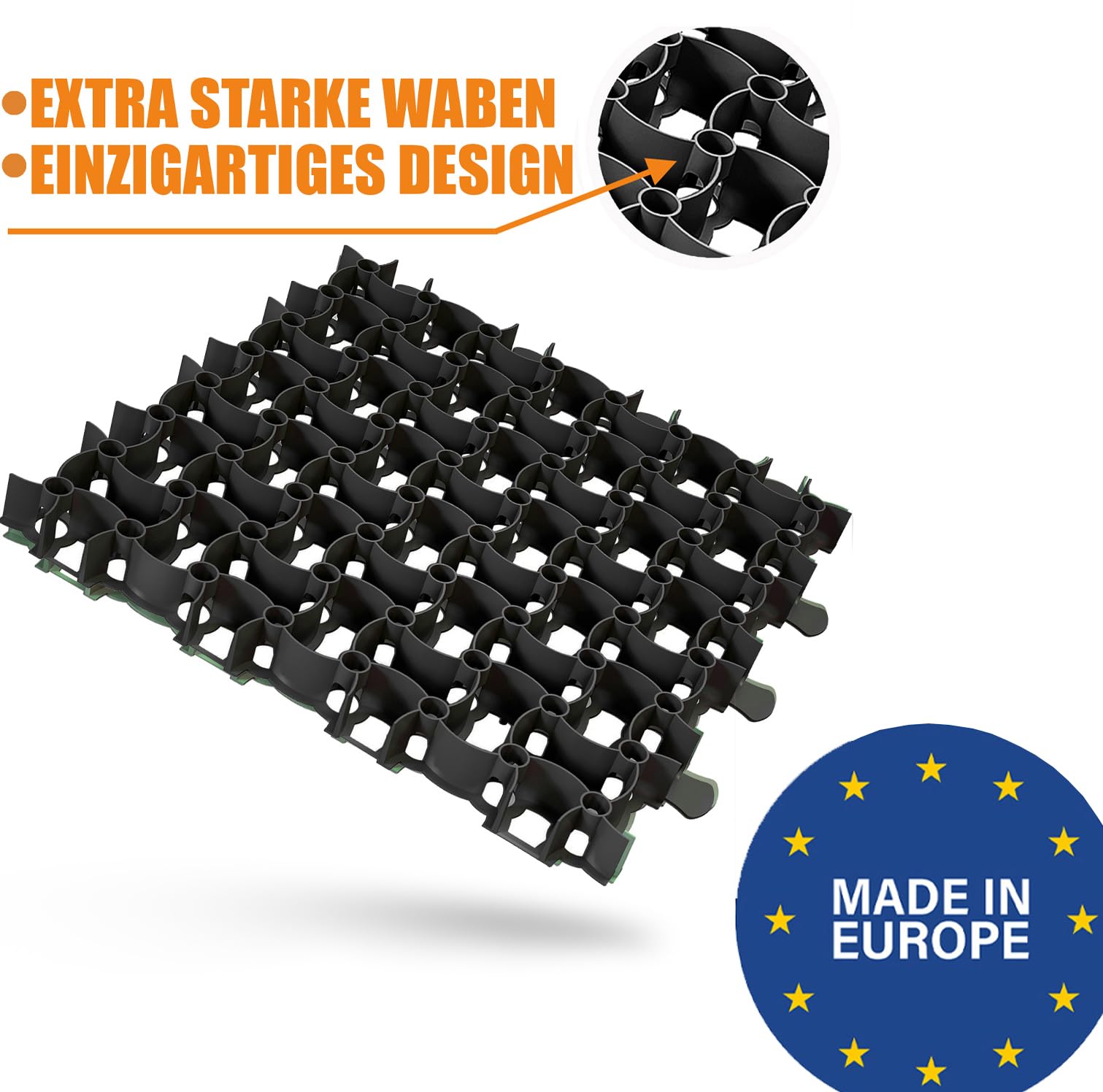 BigDean Rasengitter Kunststoff 100 Stück a 50 x 50 x 4 cm - 16 t/m² belastbar & befahrbar Paddockplatten in schwarz (25 m²)