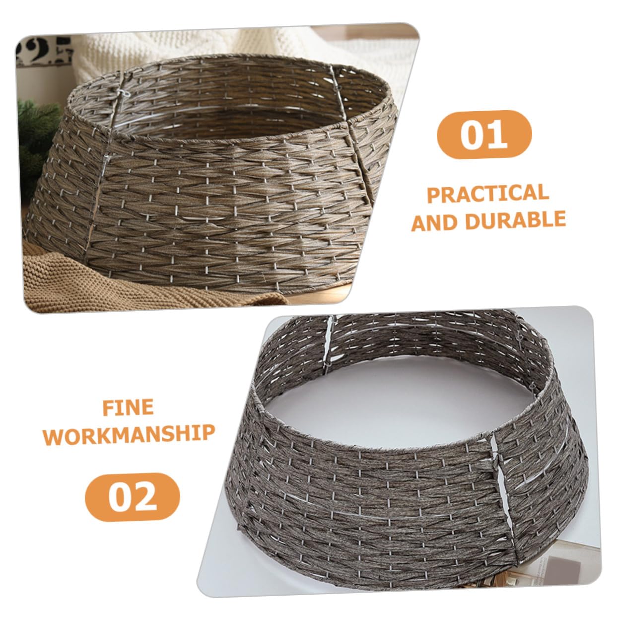 Copri Base per Albero Festivo in Plastica Pratico e Resistente Design Intrecciato, Decorazione la Festa di Natale e Copertura Sotto Albero