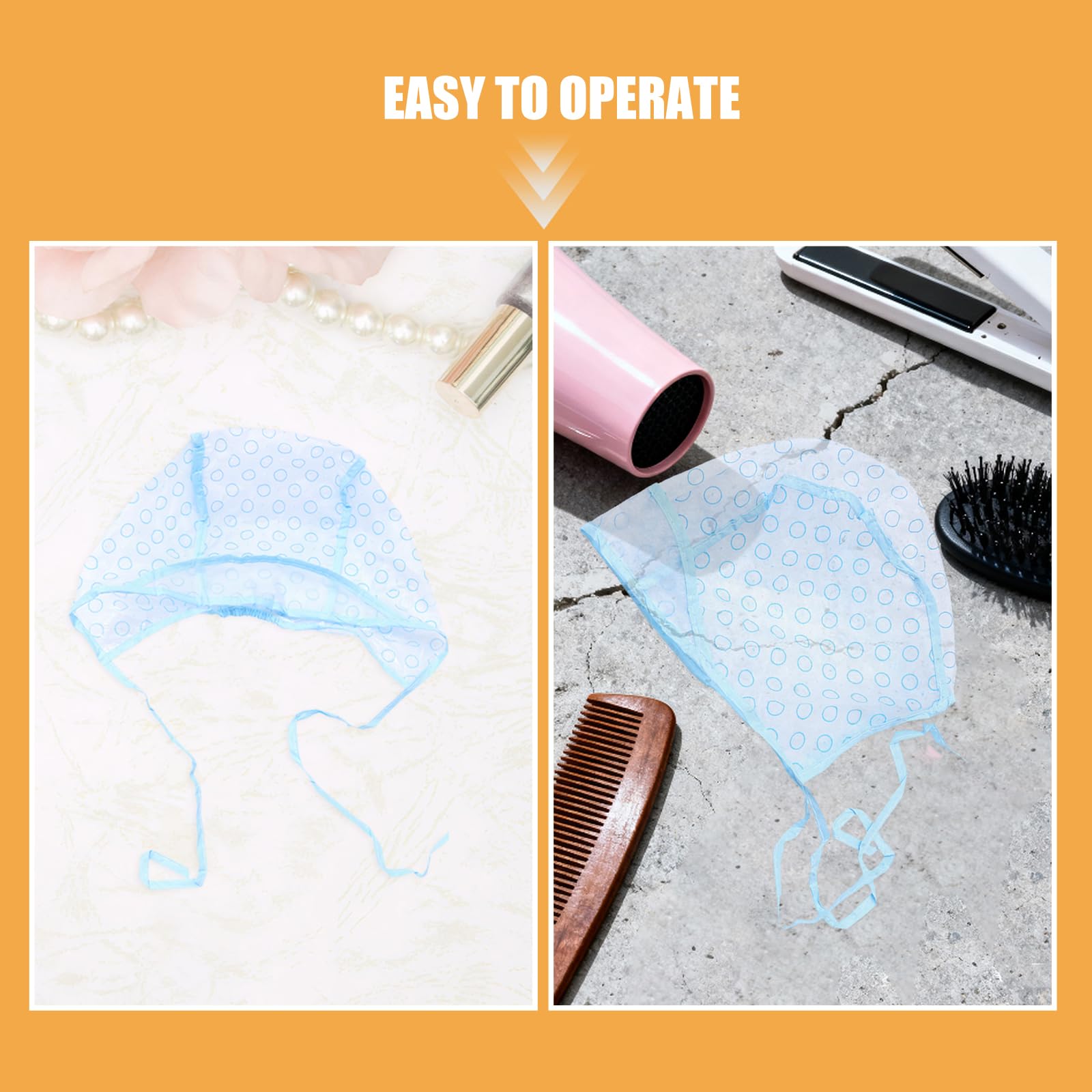 Gorros para Mechas Reutilizables para Teñir el Cabello con Agujeros, 10 Piezas Azul, Gorro con Capa para Coloración Casera y Profesional, Herramienta Ligera para Peluquería y