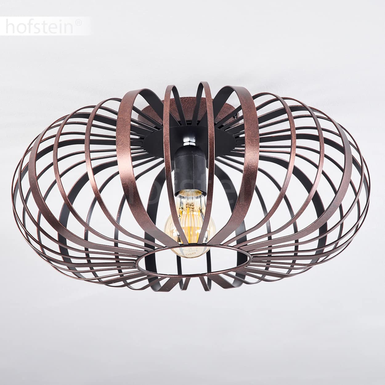 hofstein Plafoniera Oravi lampada da soffitto moderna in metallo color rame/nero, lampada dal design moderno con effetto luce, ø40 cm, 1 luce, 1 x E27, senza lampadina/e
