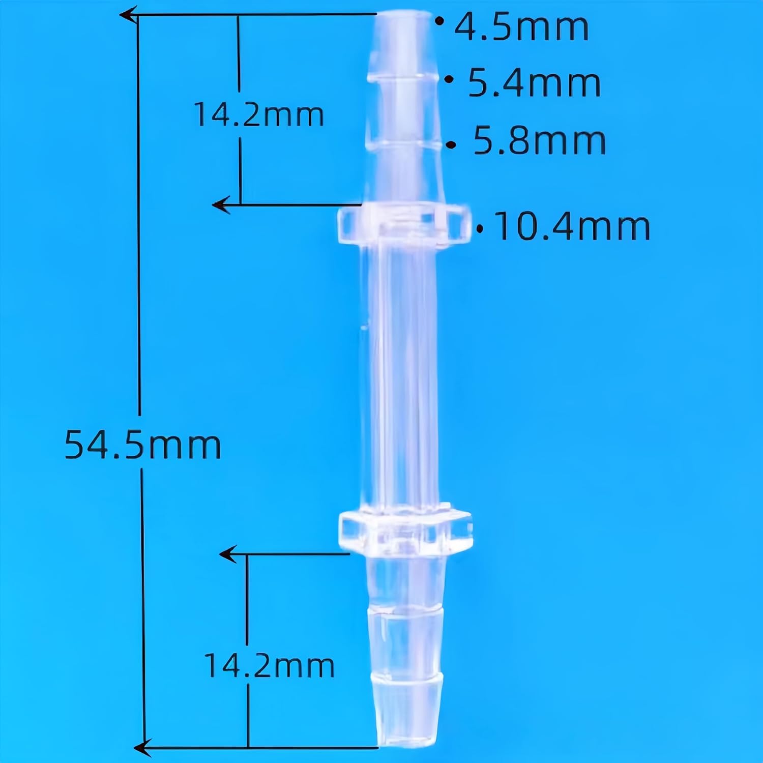 3/16'' Hose Barb Fitting Pipe Connectors Joint Splicer Mender Adapter Union for Aquarium Household Adapters Fuel Gas Liquid Air Clear PC Plastic × 50 (3/16 Inch Extended)