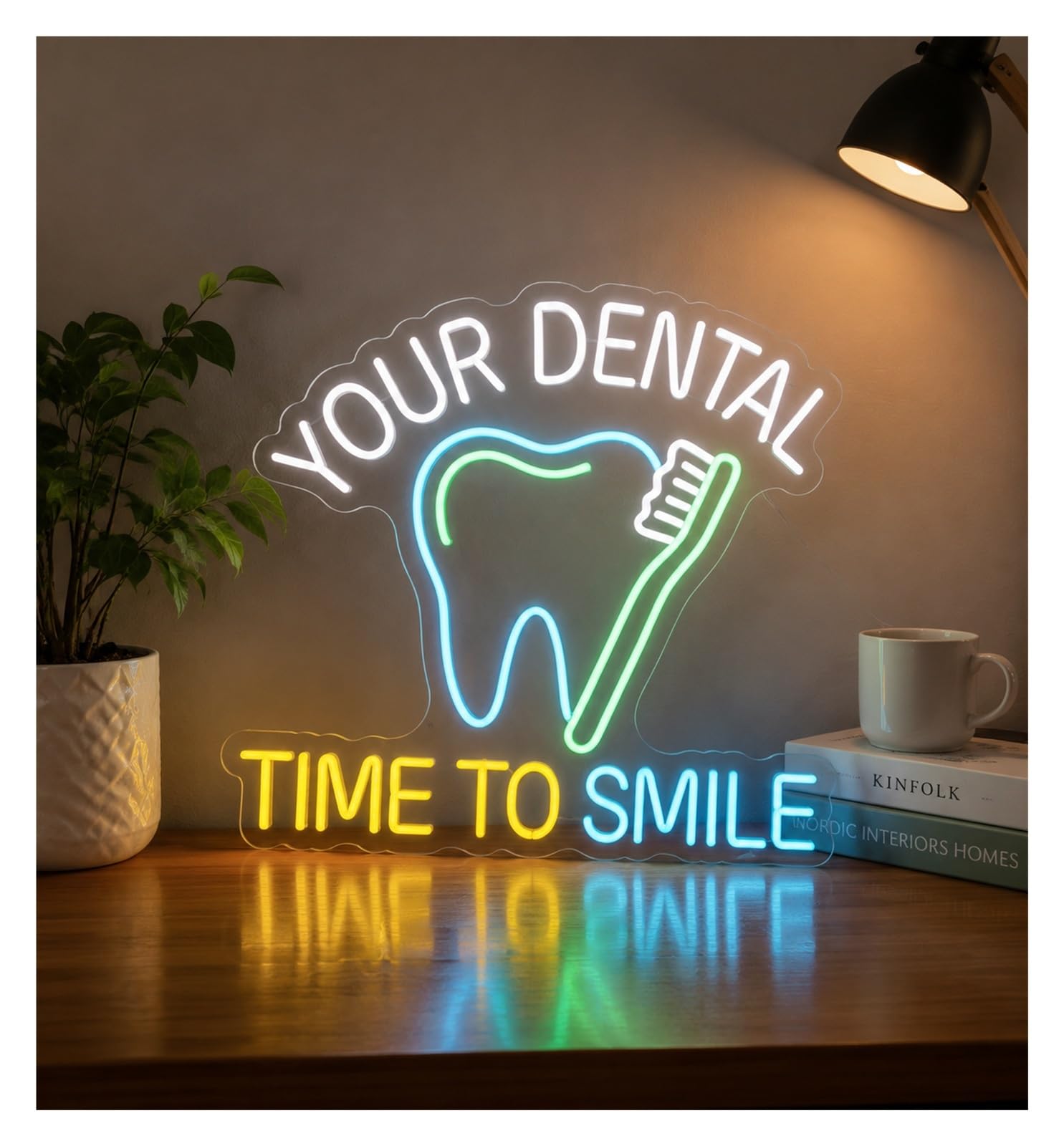 Insegna al Neon Insegna Al Neon Del Negozio Della Clinica Odontoiatrica Dello Spazzolino Da Denti
