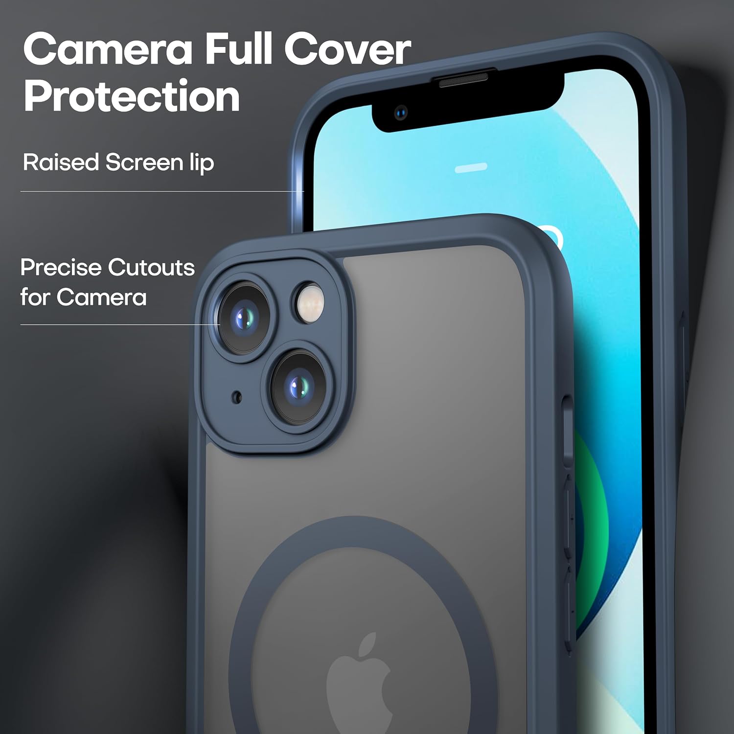 ImpactStrong Magnetic Guard Designed for iPhone 13 Case [Camera Protection] [Military Grade Drop Tested] [Compatible with MagSafe] Slim Translucent Matte Phone Case (6.1") - Navy Blue thumbnail