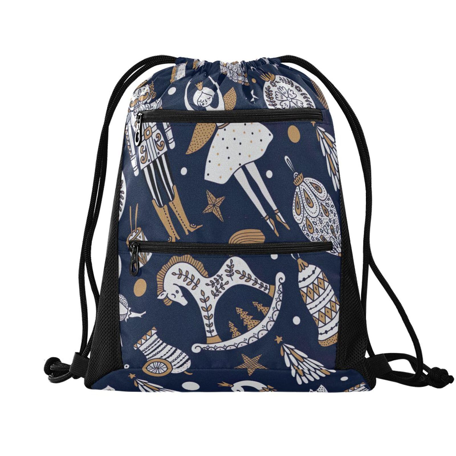 FRODOTGV Christmas Nutcrackers Drawstring Backpack String Bag Outdoor Sackpack Swim Gym Bag with Mesh Pockets โ image 1